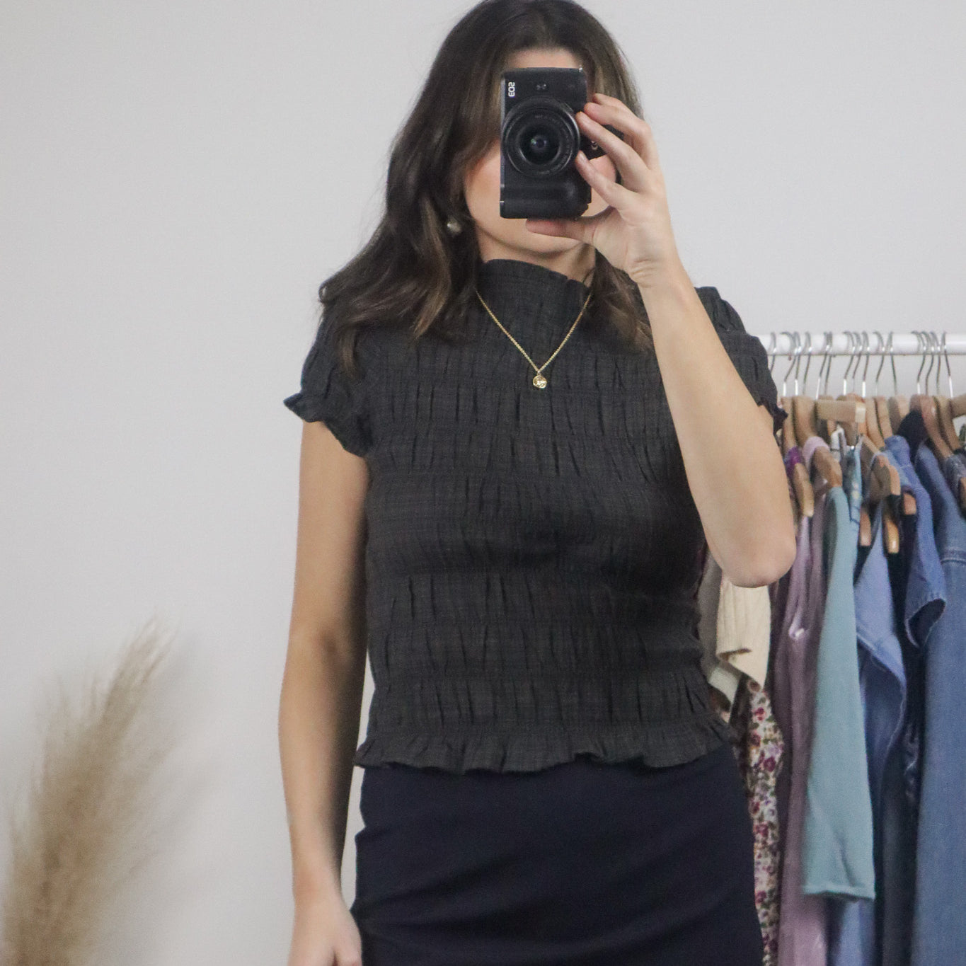 Modern x Cotton Gingham Ruched Top (S)