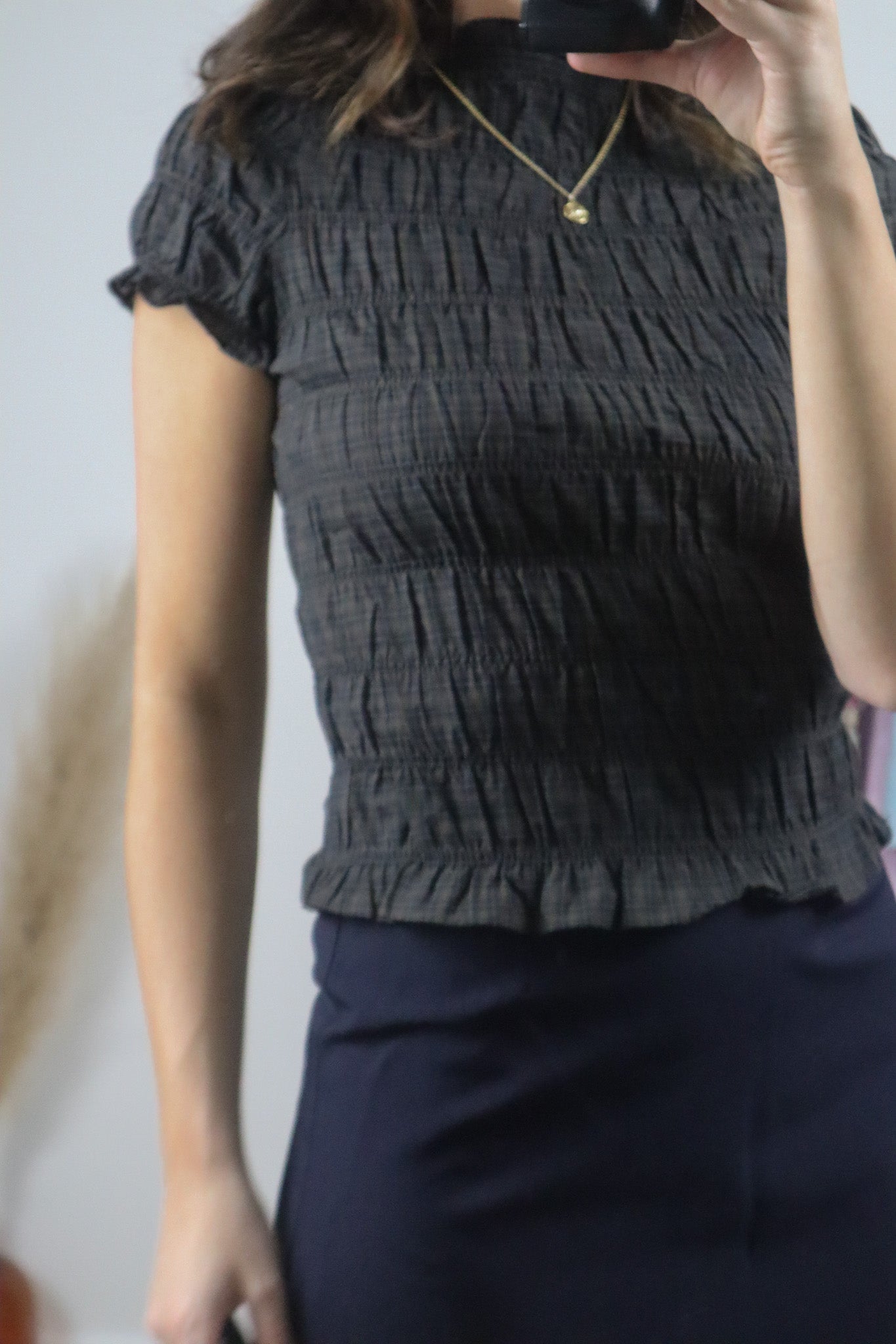 Modern x Cotton Gingham Ruched Top (S)