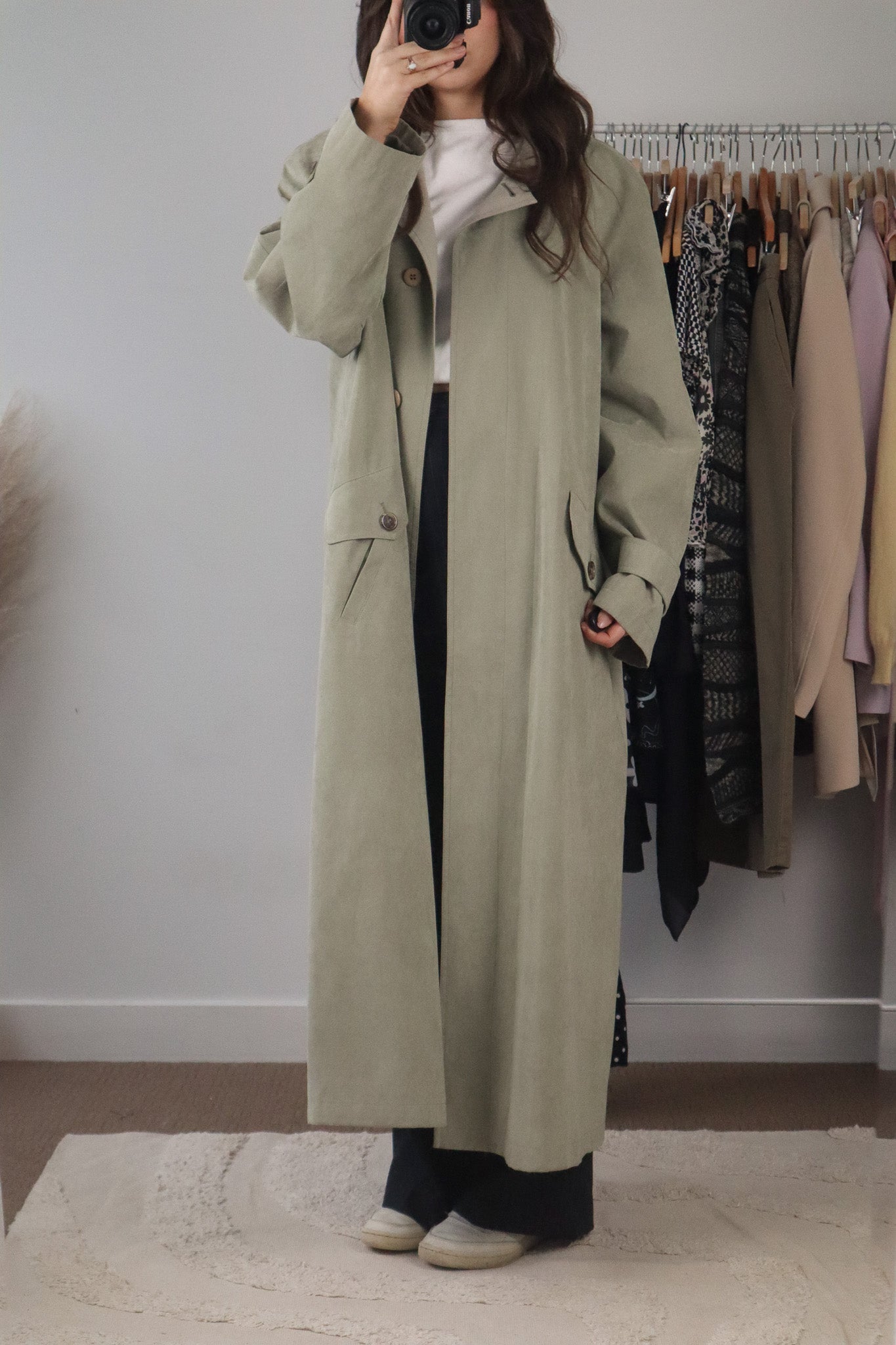 Vintage x Suede Like Trench Coat (M)