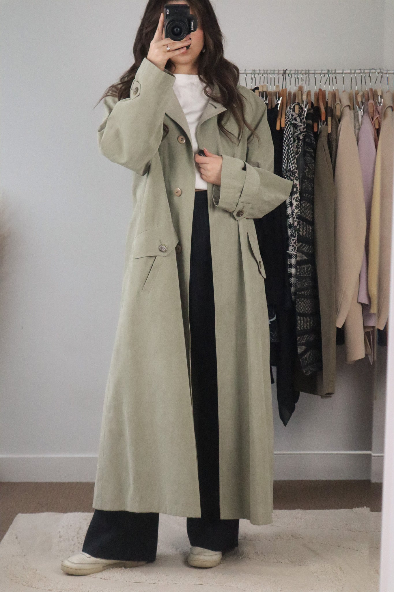 Vintage x Suede Like Trench Coat (M)