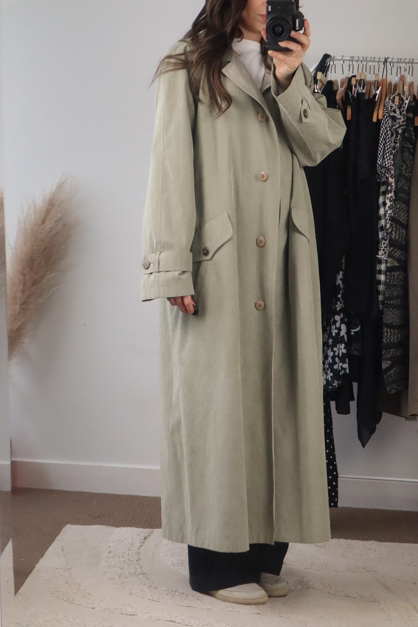 Vintage x Suede Like Trench Coat (M)