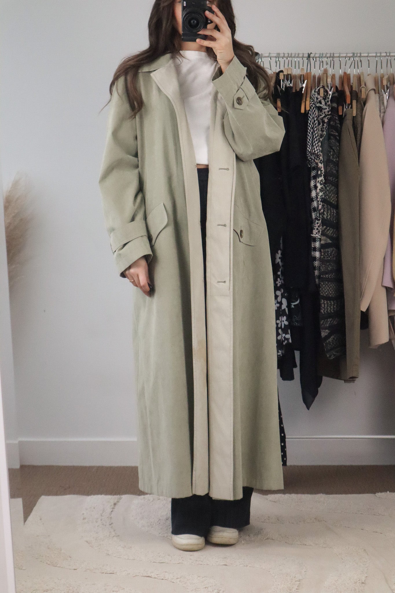 Vintage x Suede Like Trench Coat (M)