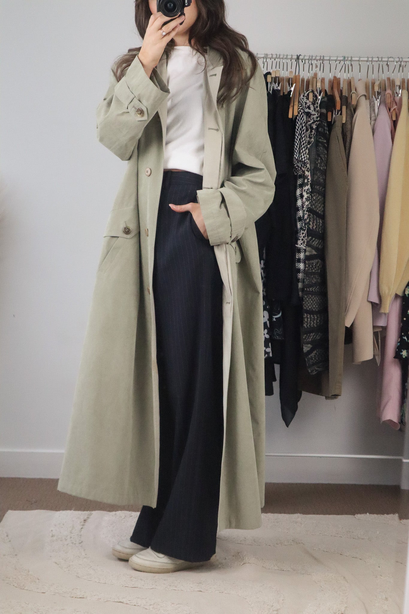 Vintage x Suede Like Trench Coat (M)