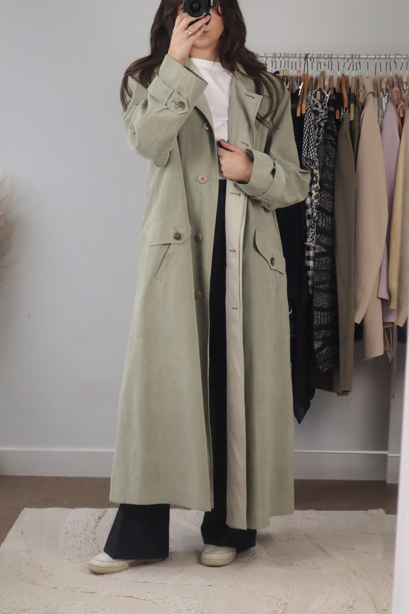 Vintage x Suede Like Trench Coat (M)
