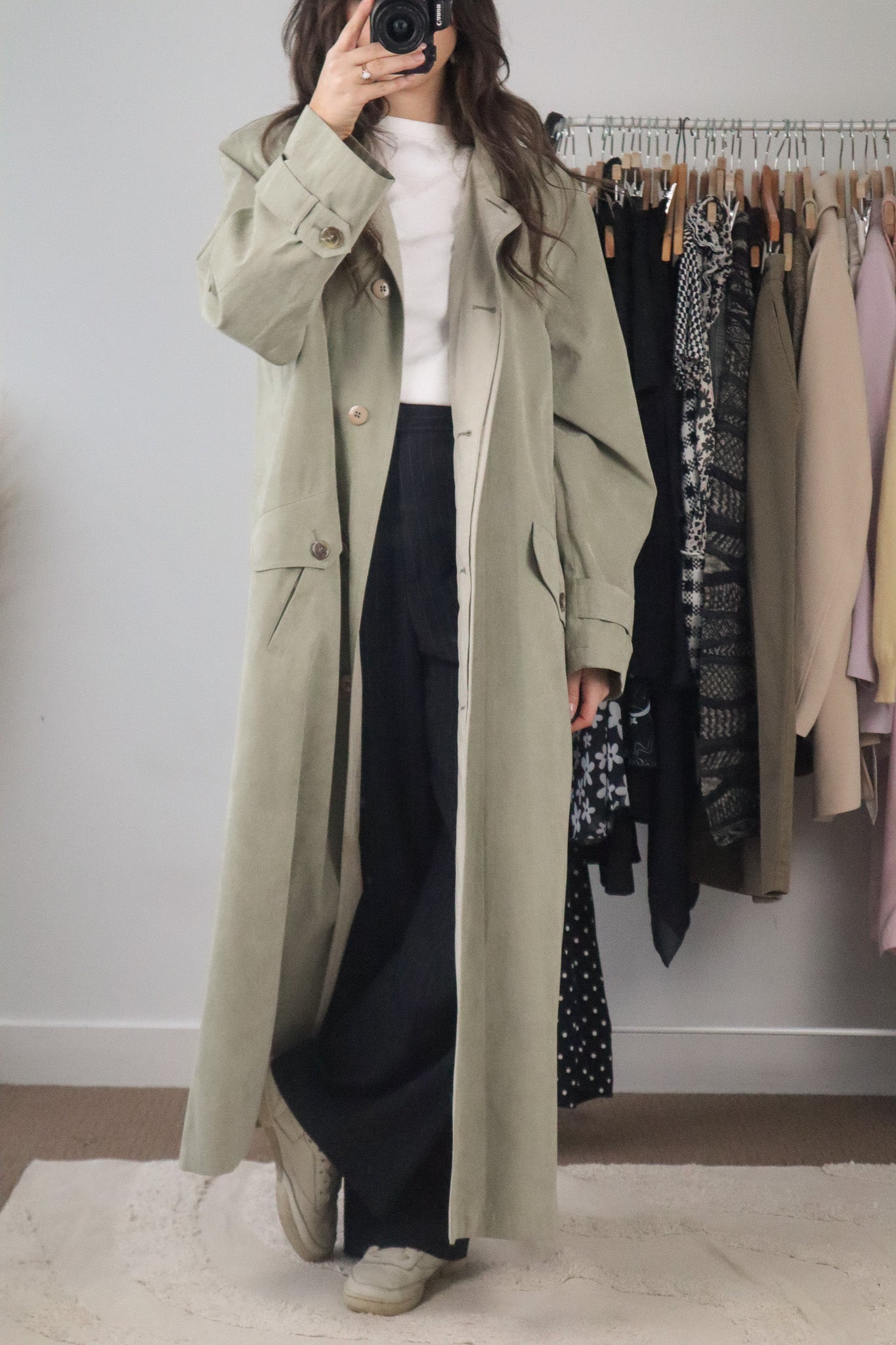 Vintage x Suede Like Trench Coat (M)
