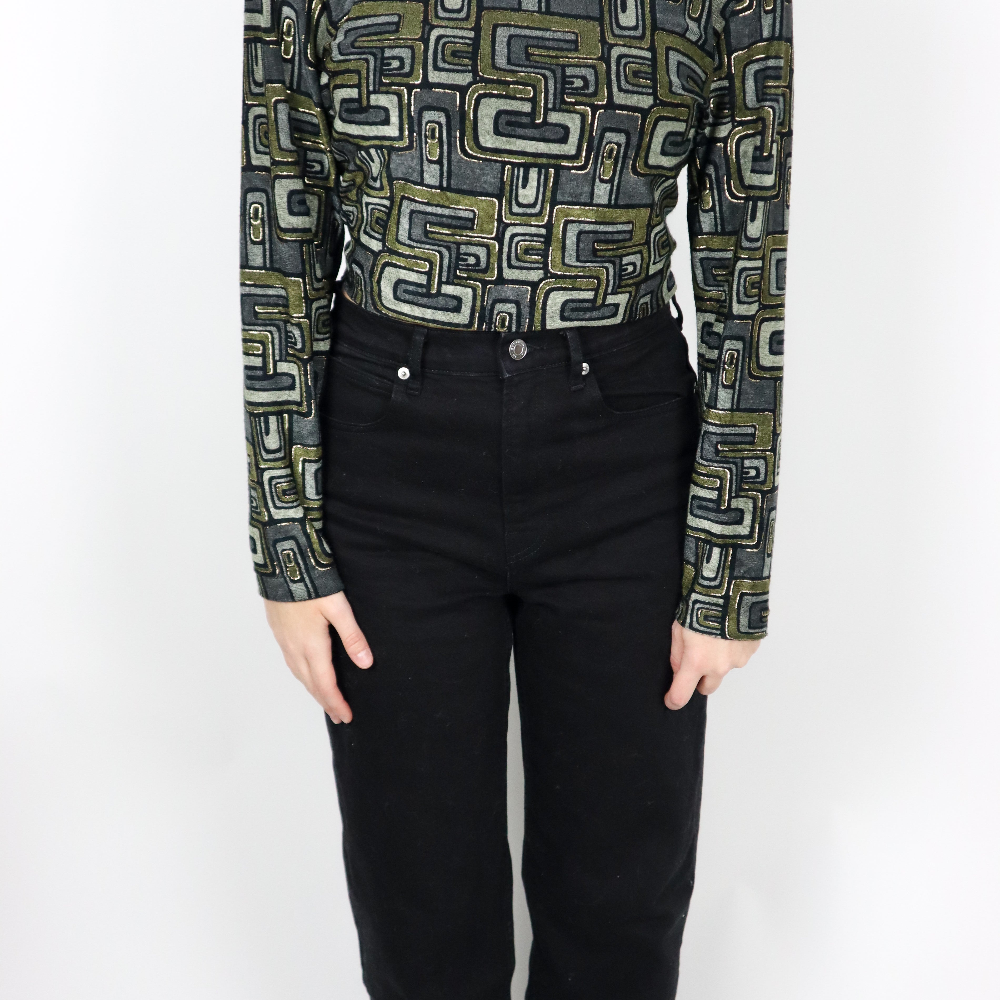 Vintage x Made in Canada x Geometric Mock-neck (M)