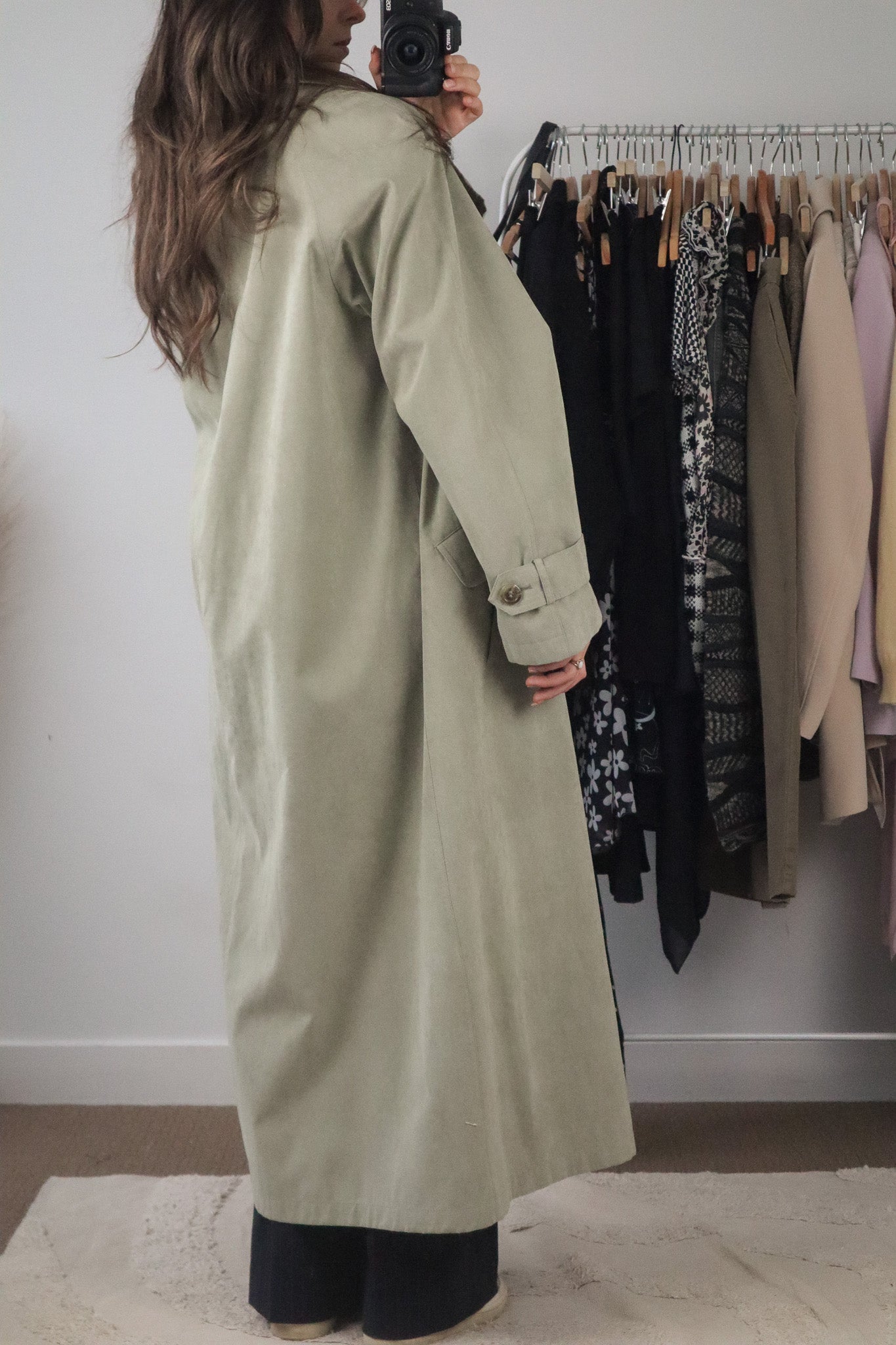 Vintage x Suede Like Trench Coat (M)