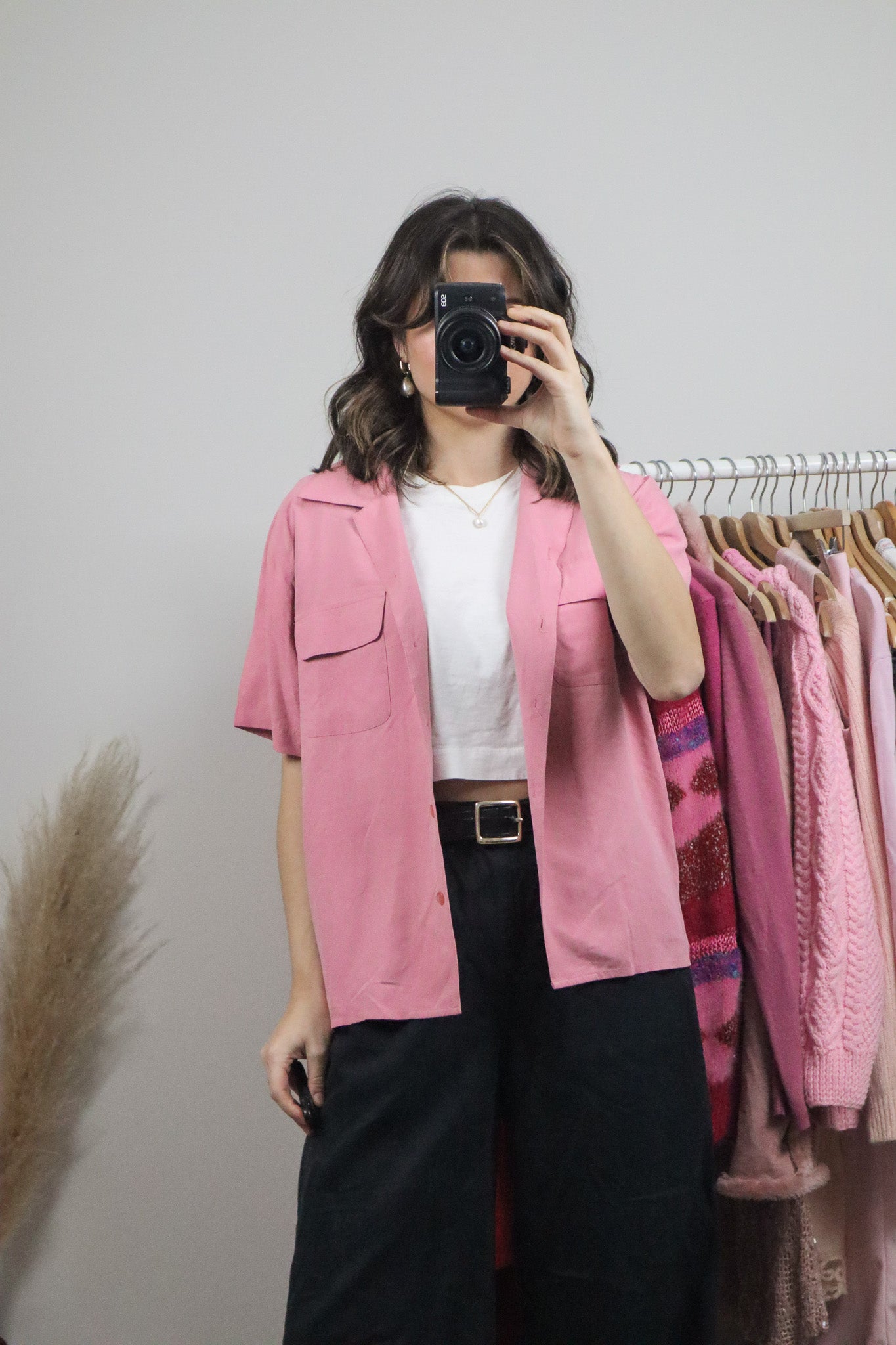 Vintage x Silk Short Sleeve Blouse (L)