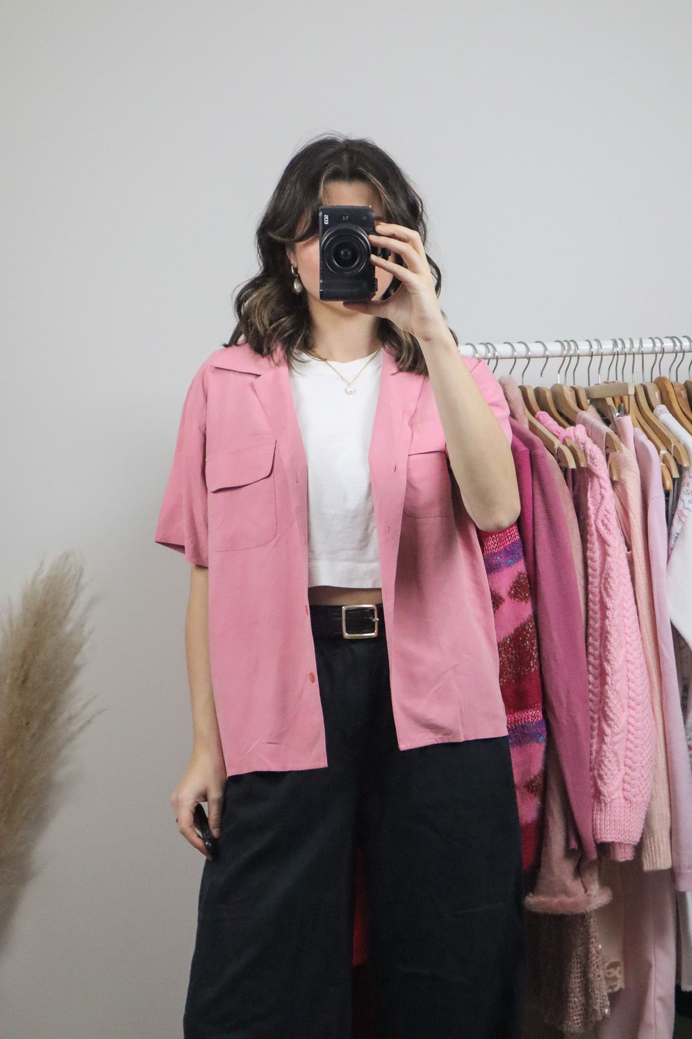 Vintage x Silk Short Sleeve Blouse (L)