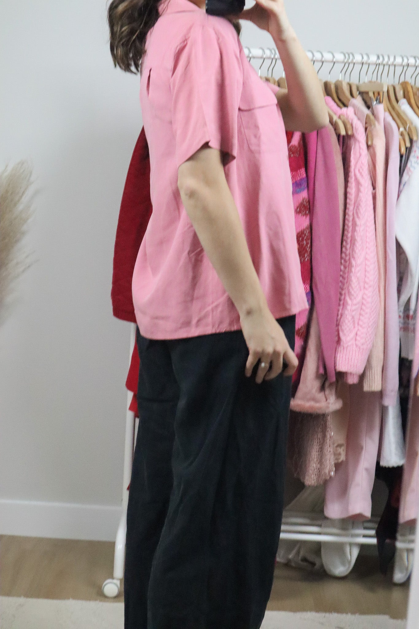 Vintage x Silk Short Sleeve Blouse (L)