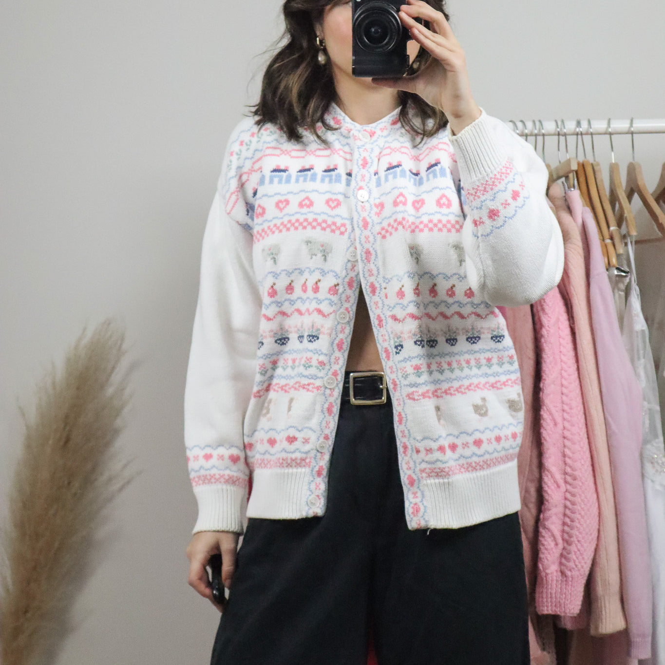 Vintage x Patterned Cardigan (S/M)