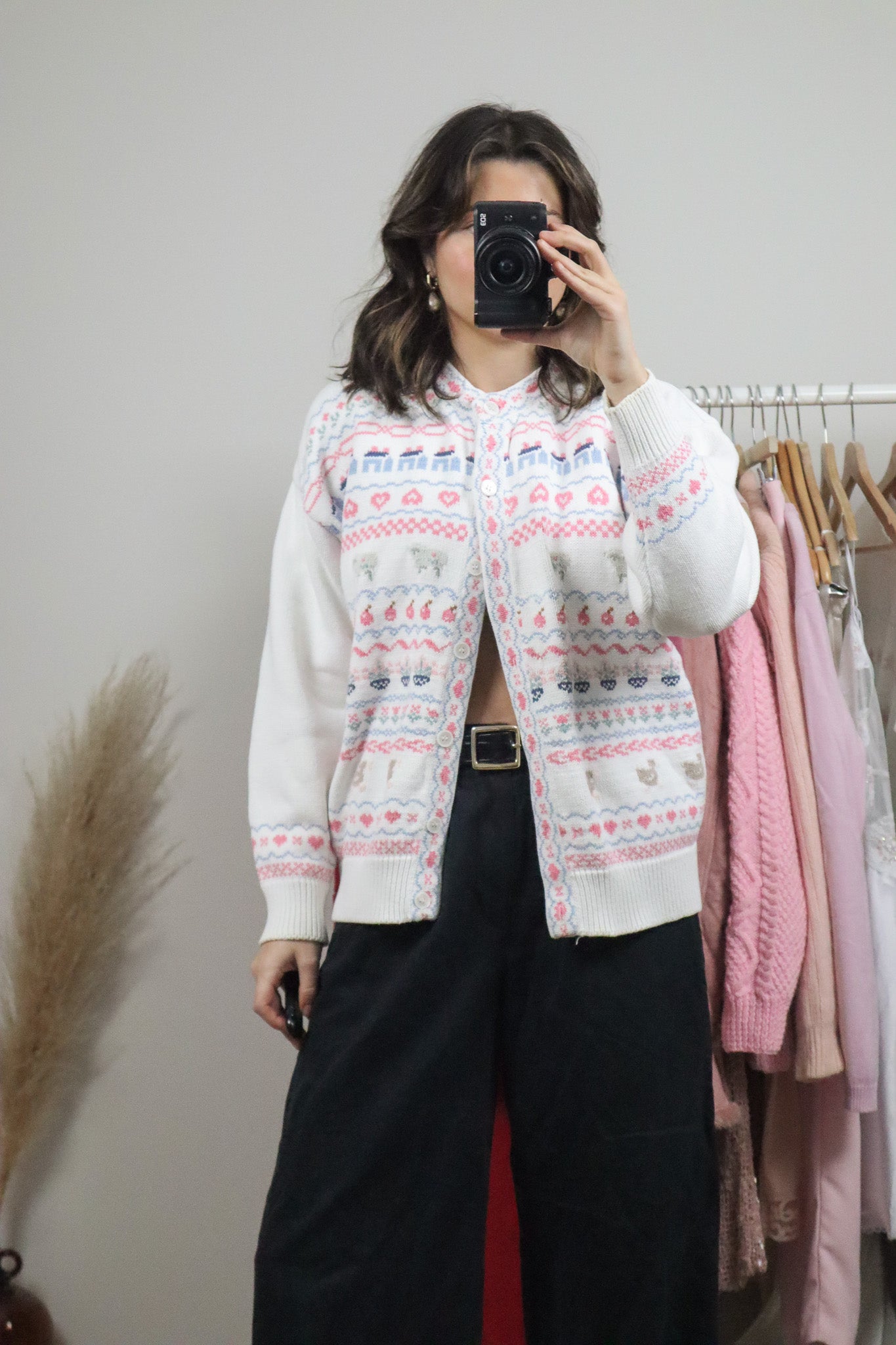 Vintage x Patterned Cardigan (S/M)