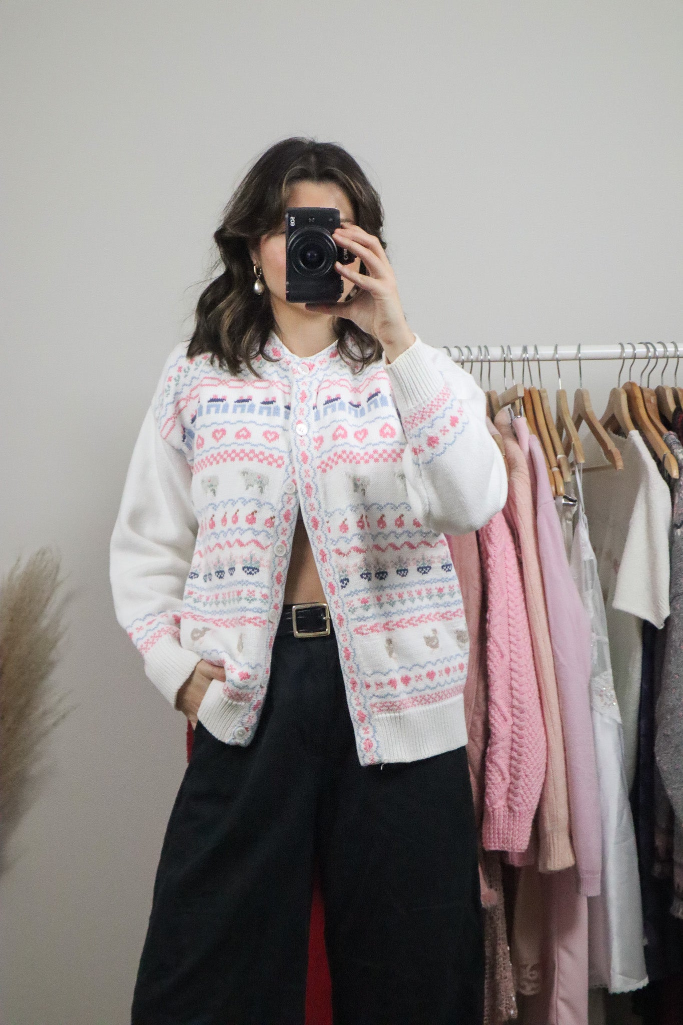Vintage x Patterned Cardigan (S/M)