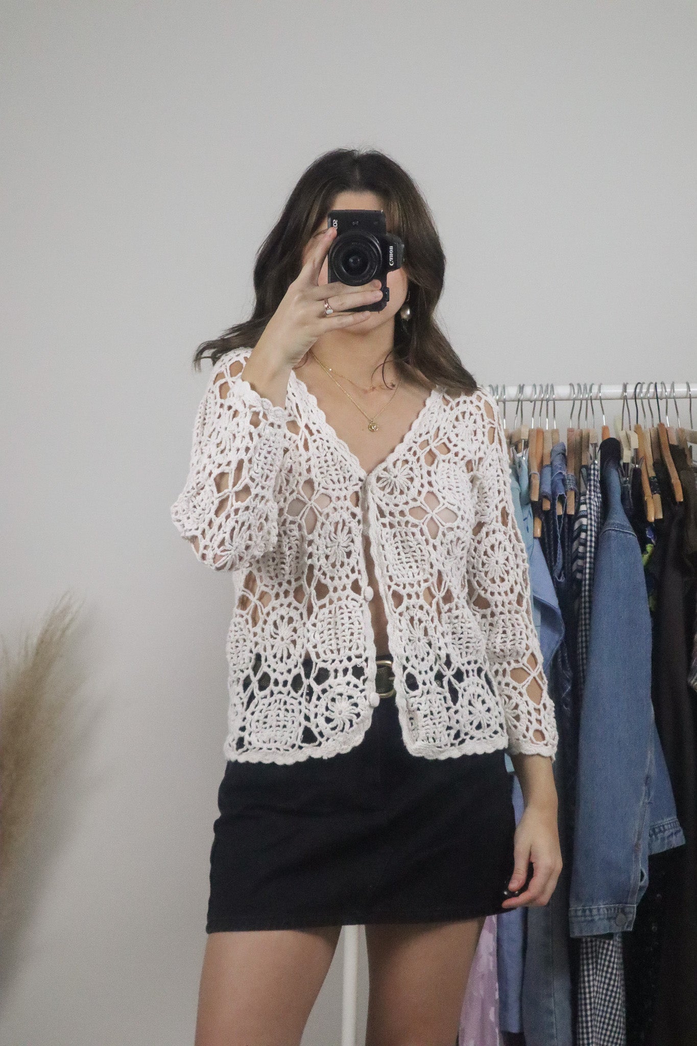 Made in Korea x Vintage x Crochet Cardigan (S)