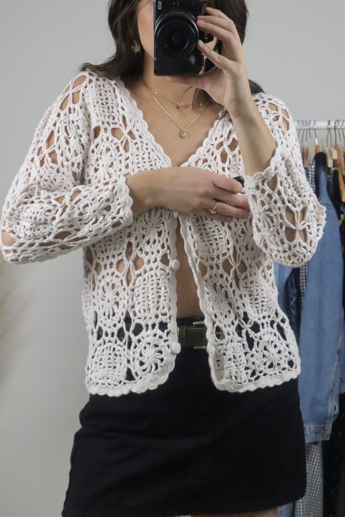Made in Korea x Vintage x Crochet Cardigan (S)