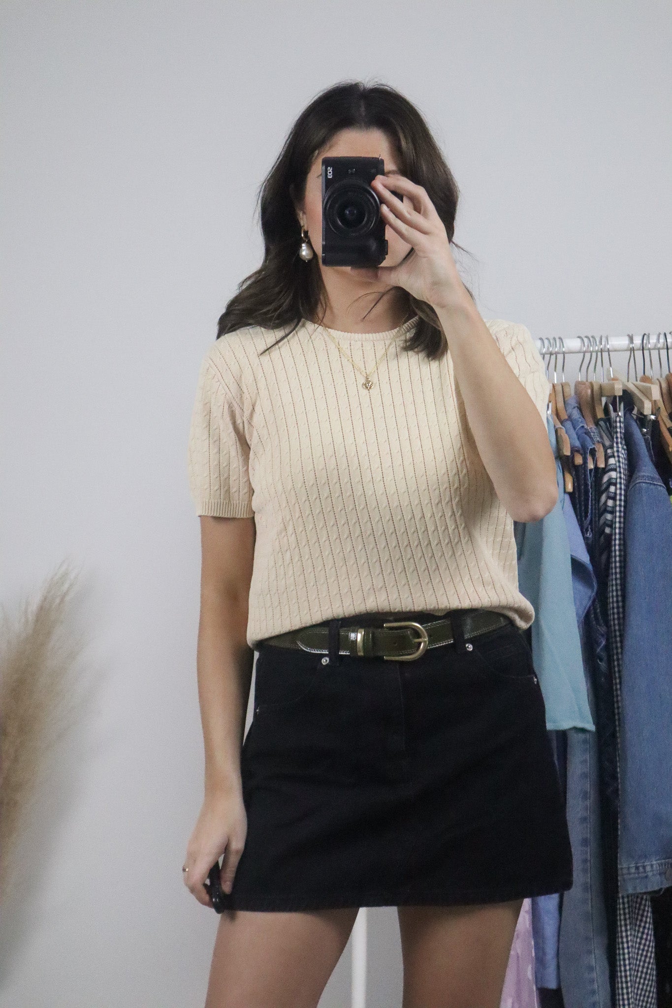 Vintage x Cotton Knit Short-Sleeve Top (S/M)