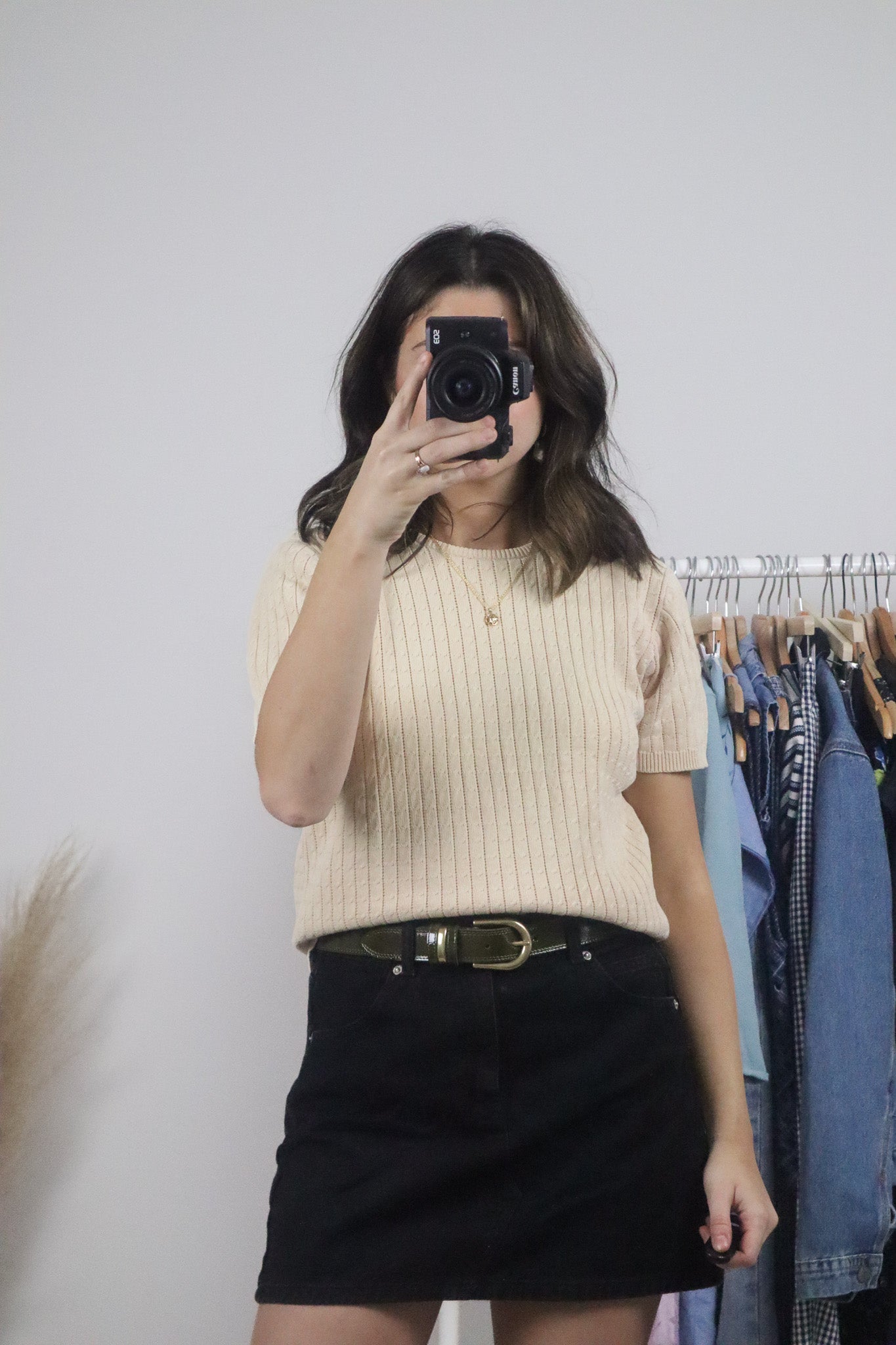 Vintage x Cotton Knit Short-Sleeve Top (S/M)