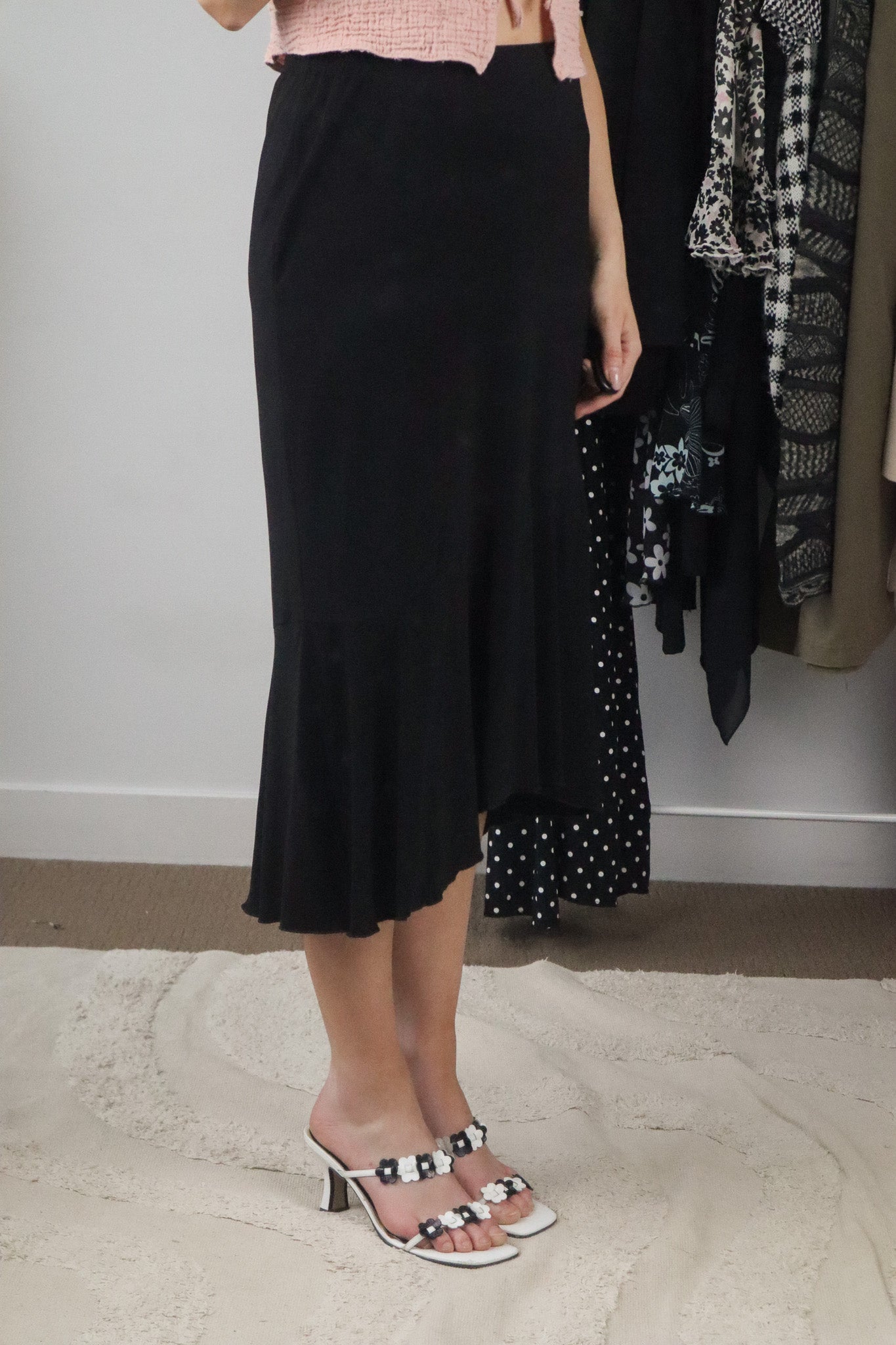 Vintage x Leather Flower Heels (7.5)