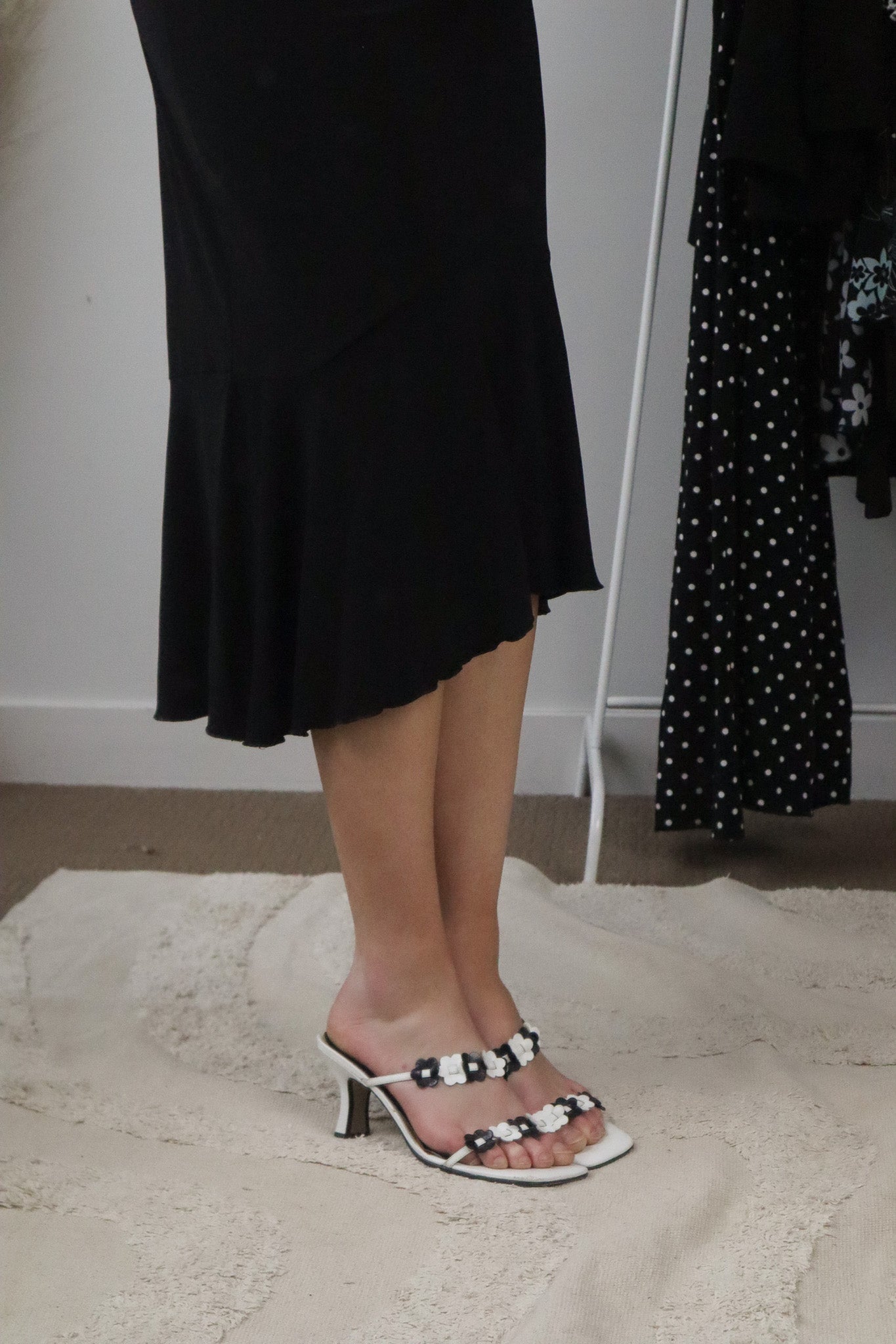 Vintage x Leather Flower Heels (7.5)