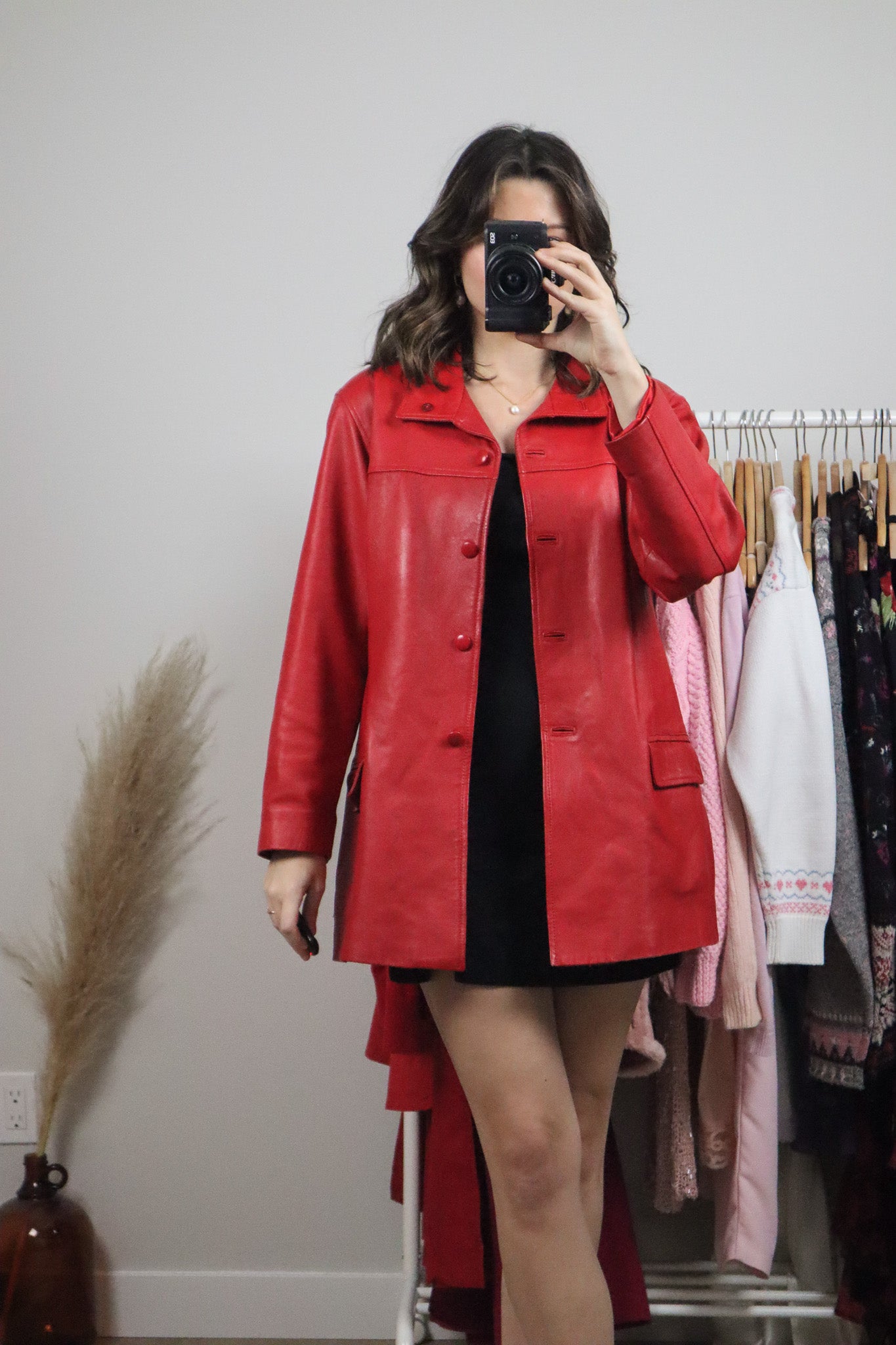Vintage x Red Leather Jacket (S/M)