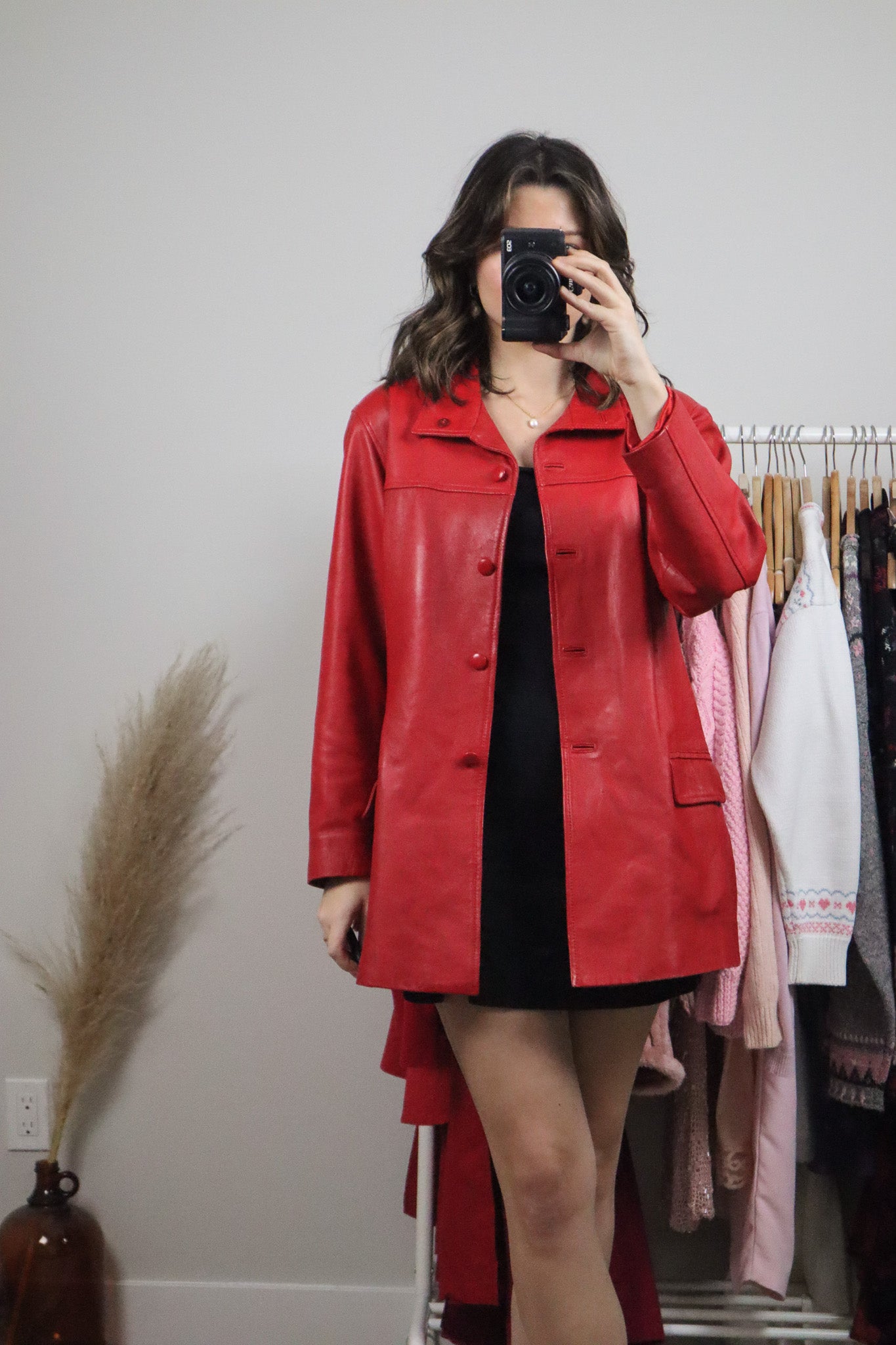 Vintage x Red Leather Jacket (S/M)