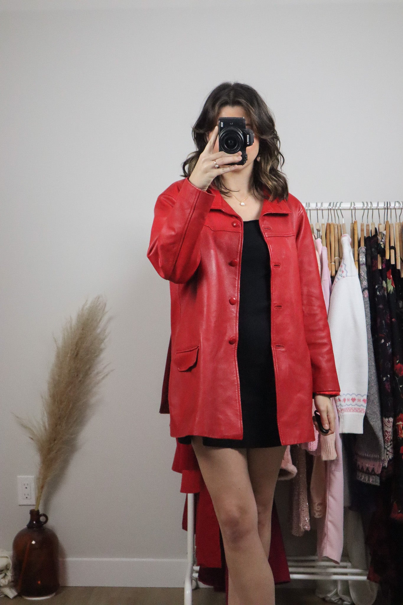 Vintage x Red Leather Jacket (S/M)