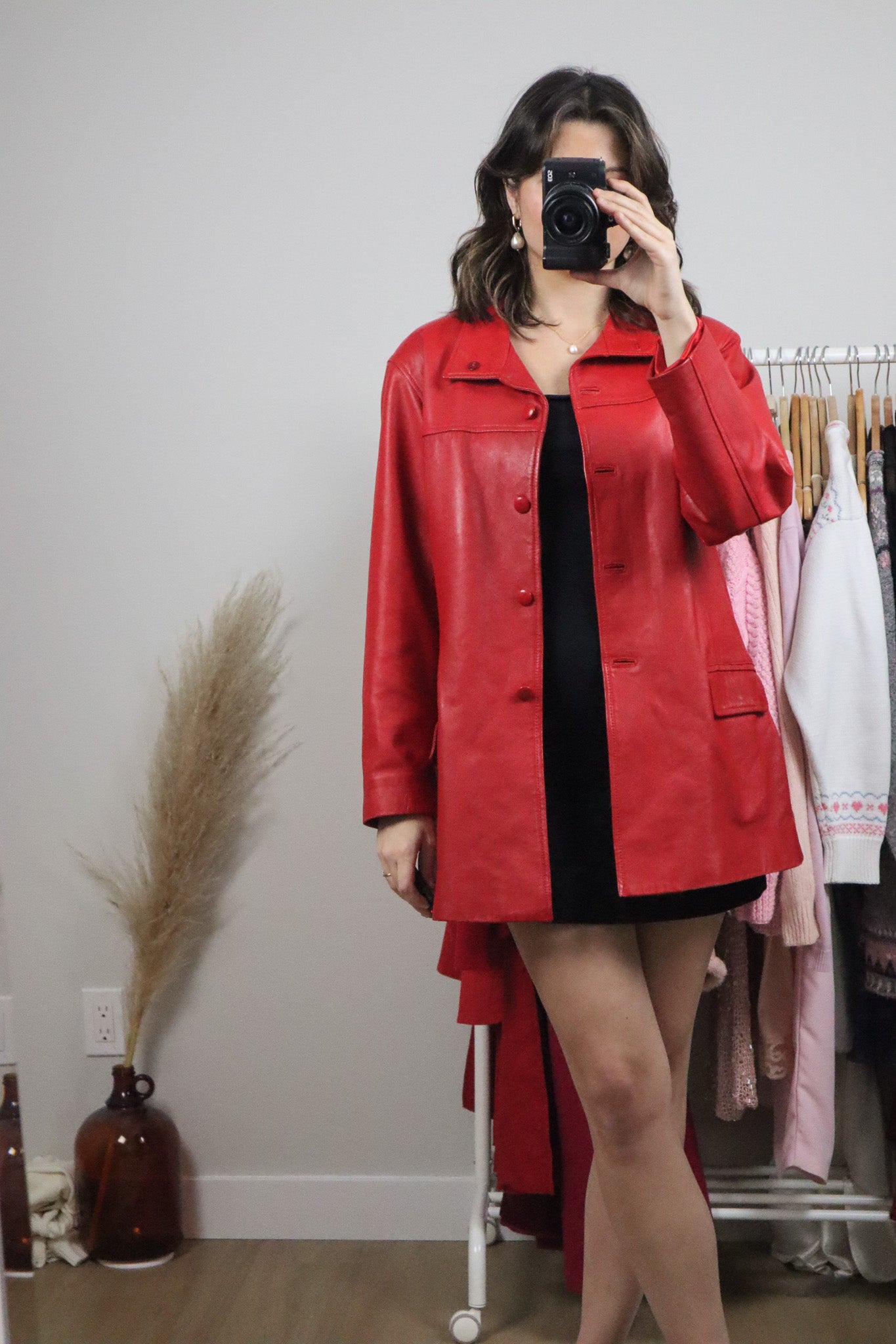Vintage x Red Leather Jacket (S/M)