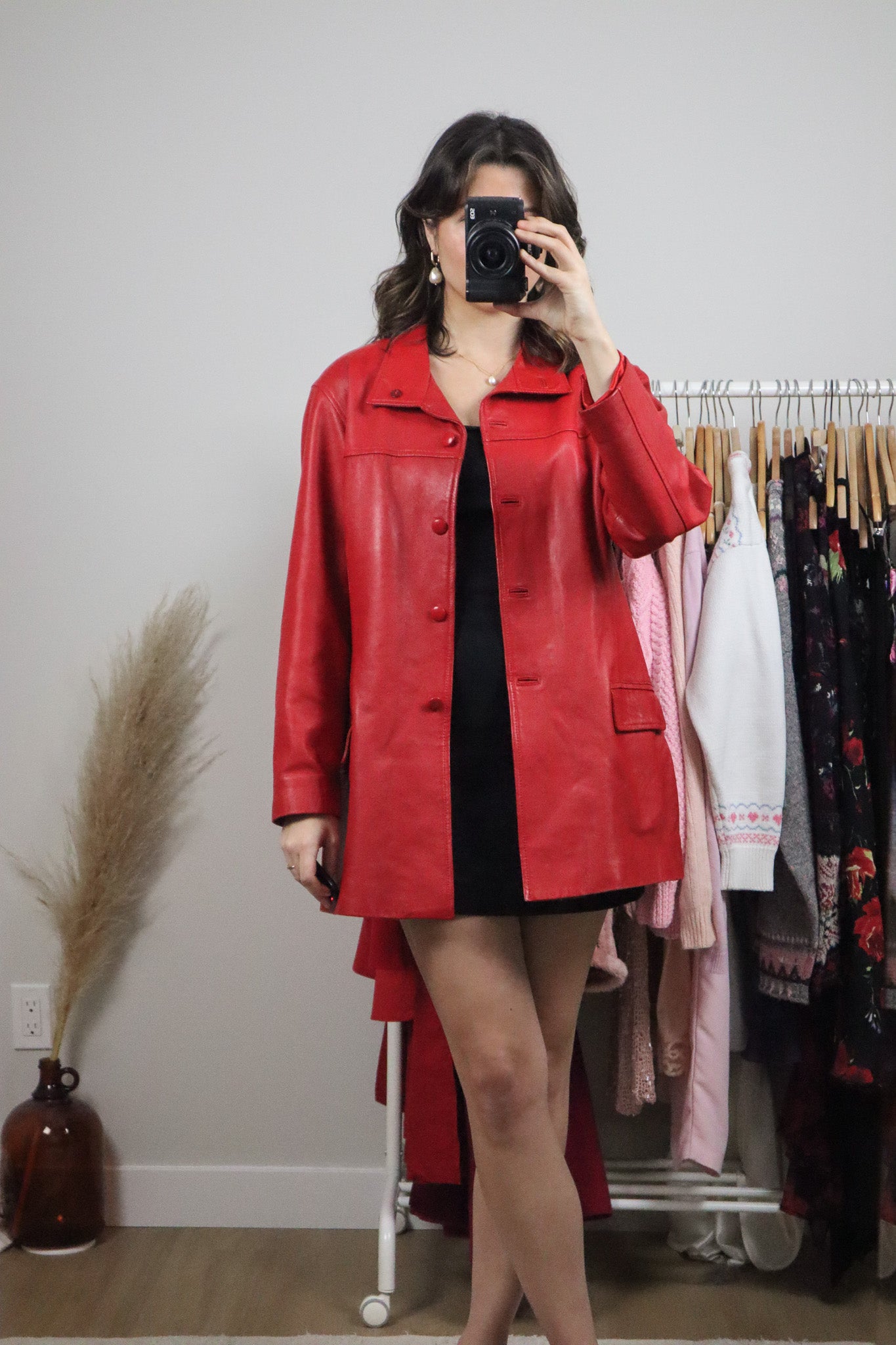 Vintage x Red Leather Jacket (S/M)
