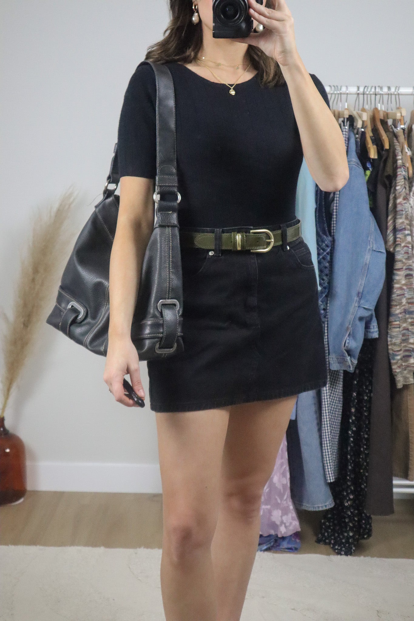 Vintage x Faux Leather Hobo Purse