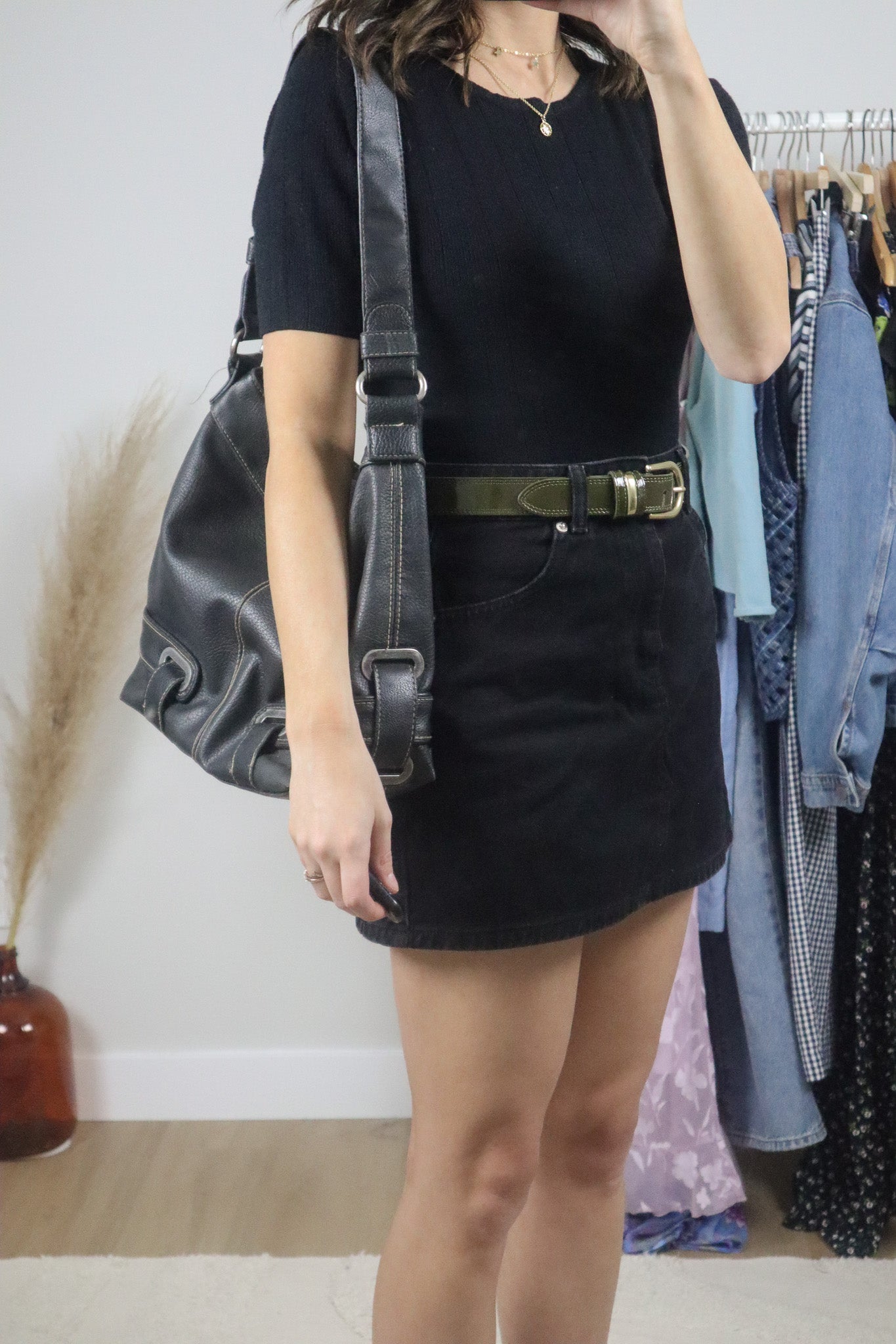 Vintage x Faux Leather Hobo Purse