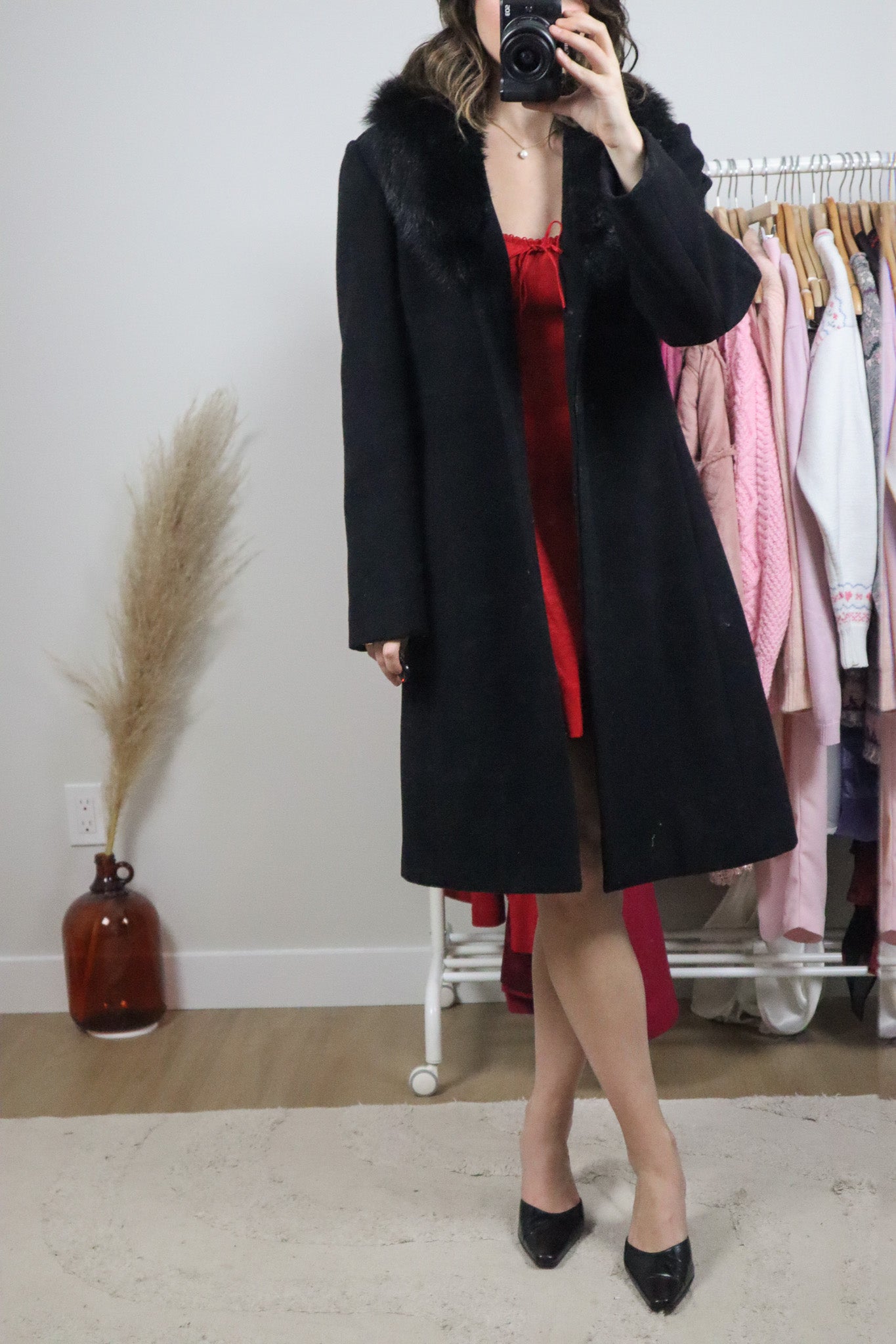 Vintage x Wool Faux Fur Collar Jacket (S)