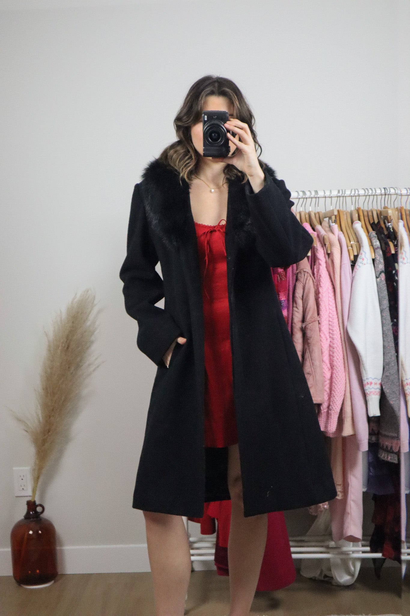 Vintage x Wool Faux Fur Collar Jacket (S)