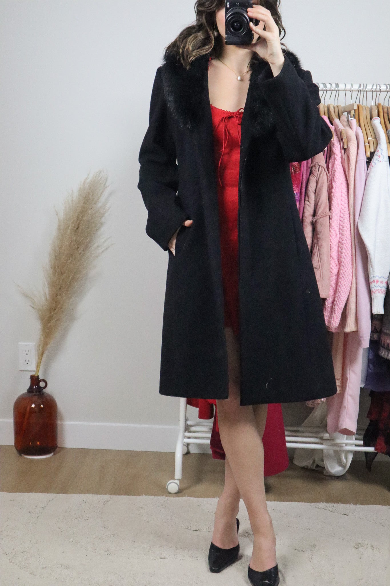 Vintage x Wool Faux Fur Collar Jacket (S)