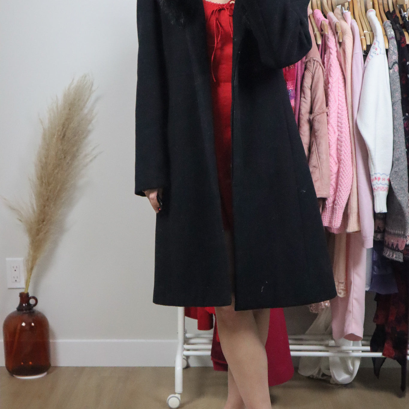 Vintage x Wool Faux Fur Collar Jacket (S)