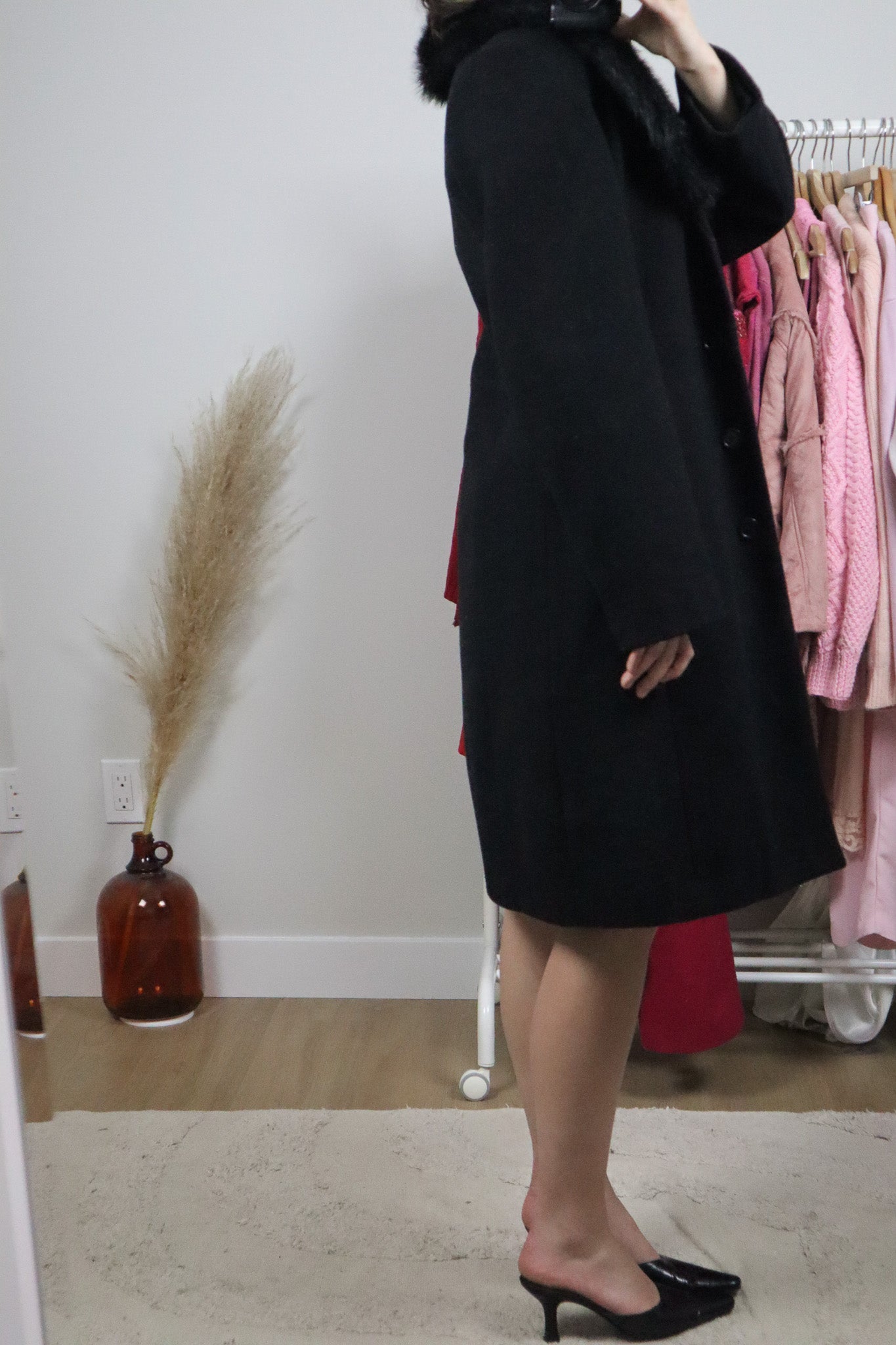 Vintage x Wool Faux Fur Collar Jacket (S)