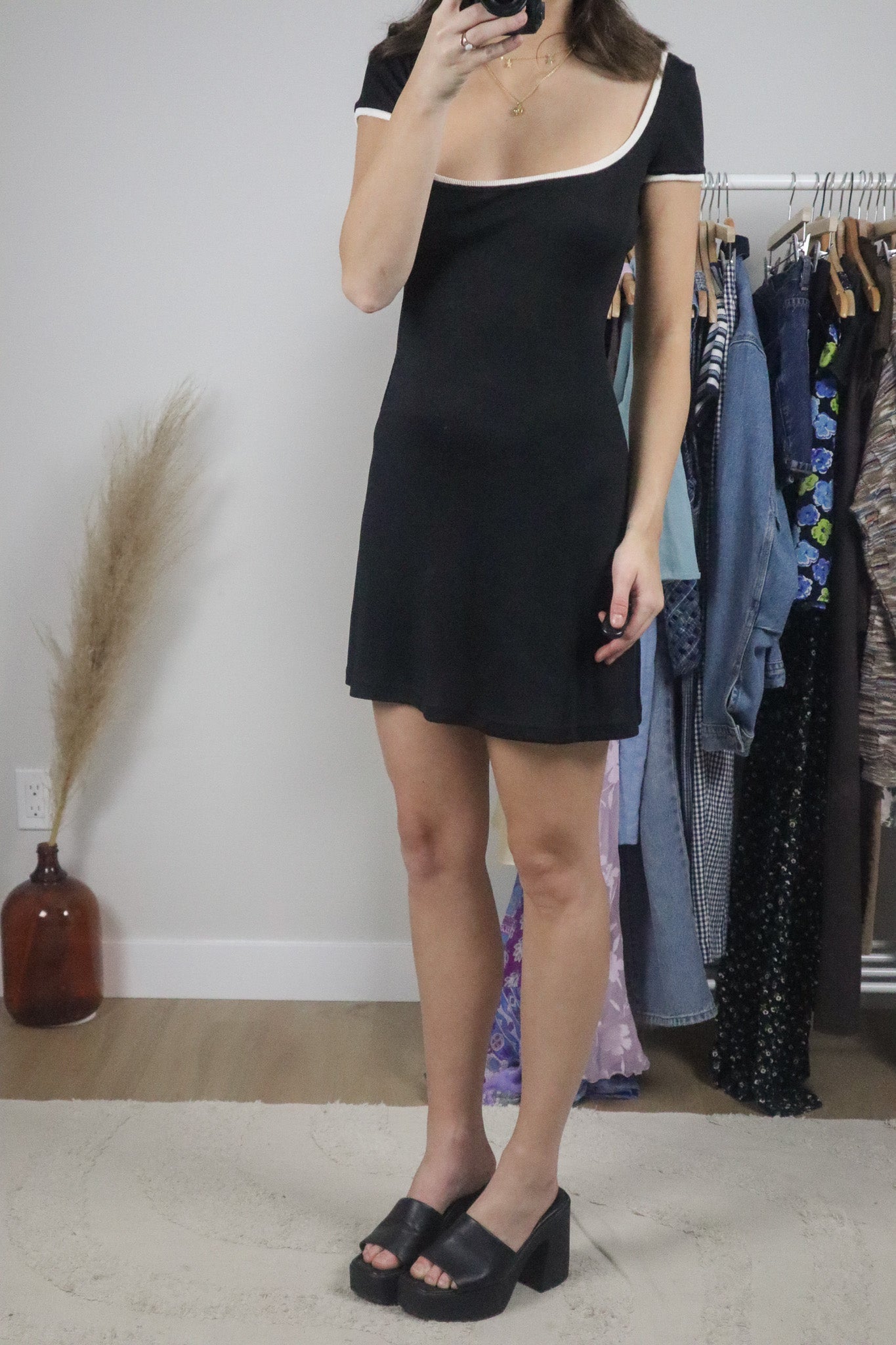Vintage x Contrast Ribbed Dress (M)