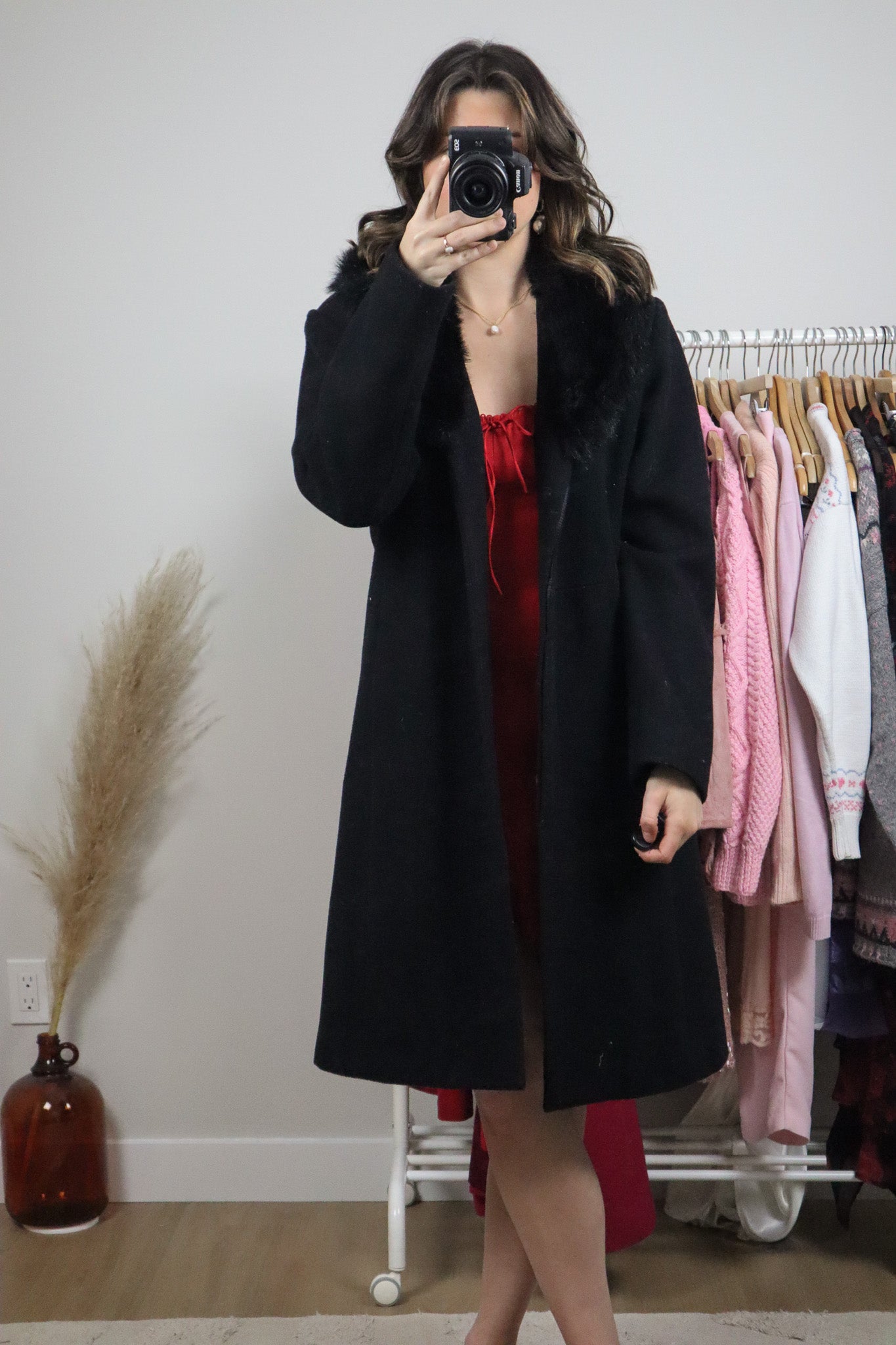 Vintage x Wool Faux Fur Collar Jacket (S)