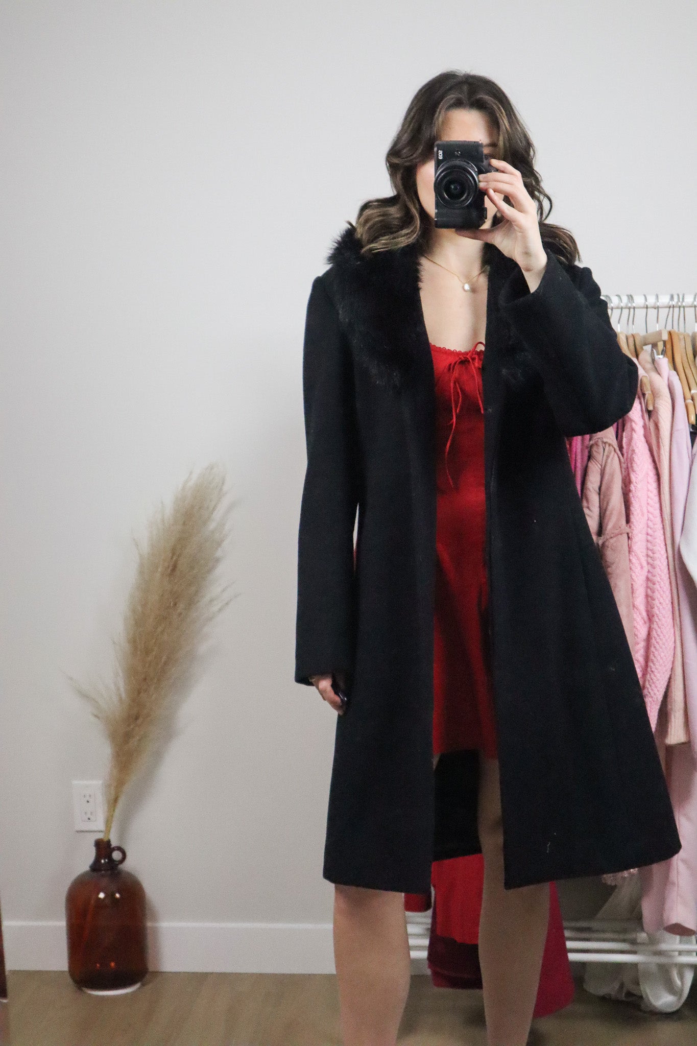 Vintage x Wool Faux Fur Collar Jacket (S)