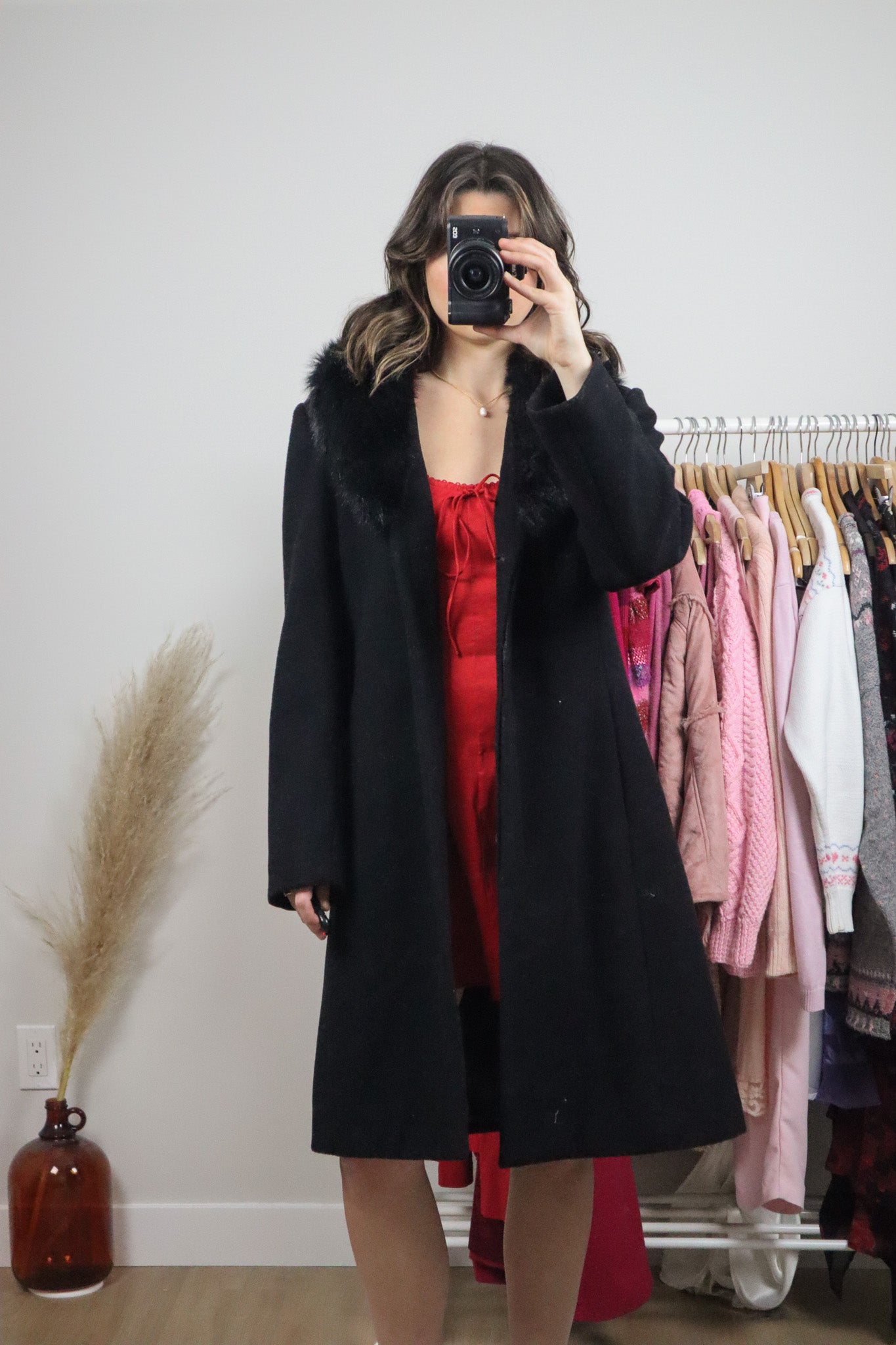Vintage x Wool Faux Fur Collar Jacket (S)