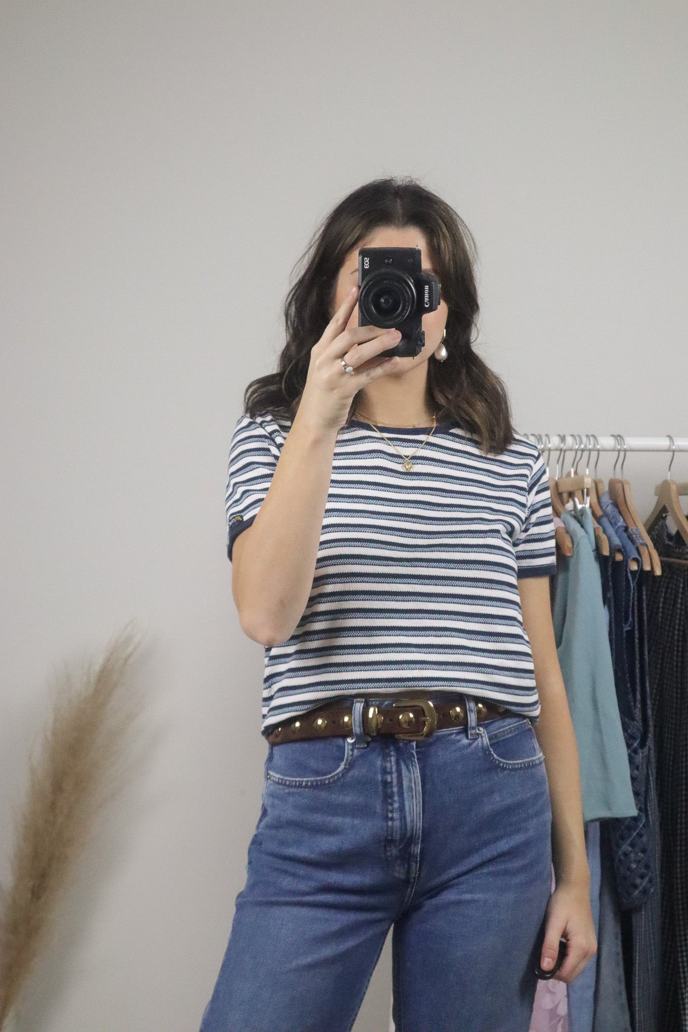 Vintage x Striped Textured T-Shirt (M)