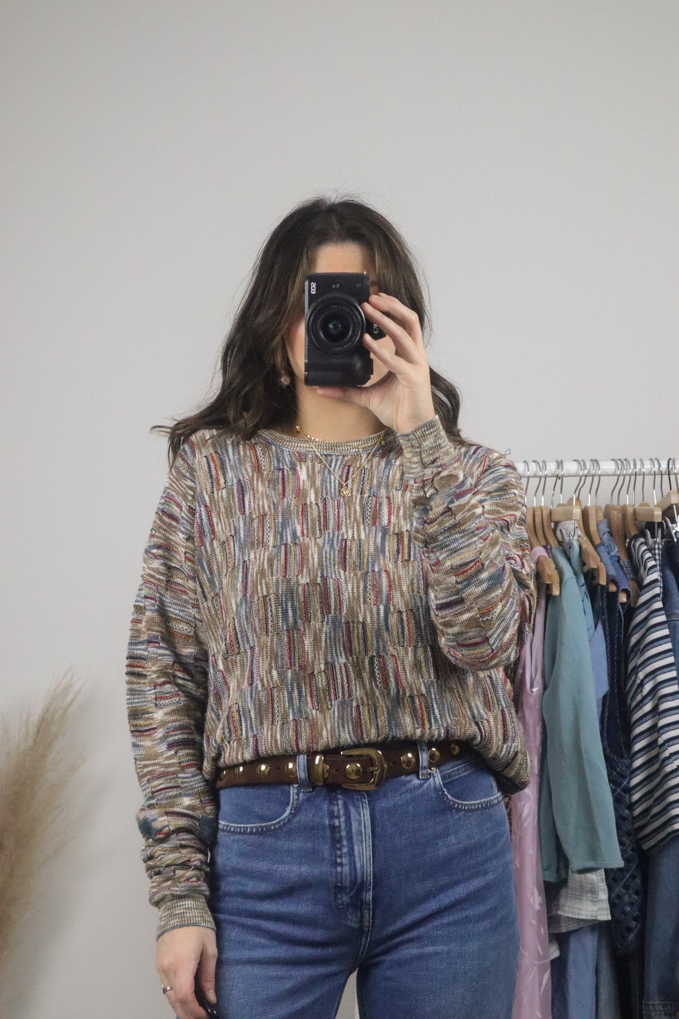 Vintage x 3D Textured Pattern Knit Sweater (S/M)