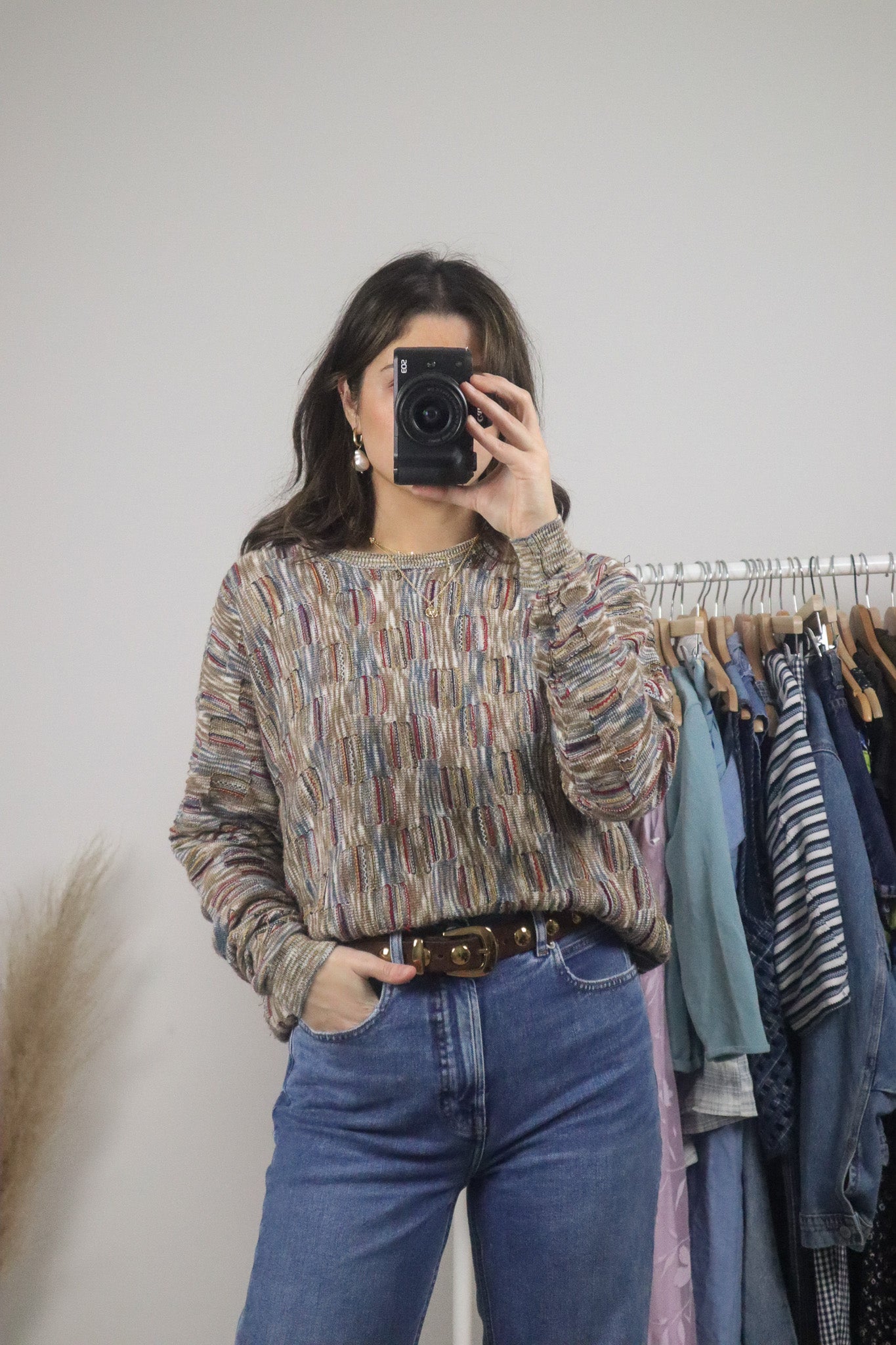 Vintage x 3D Textured Pattern Knit Sweater (S/M)