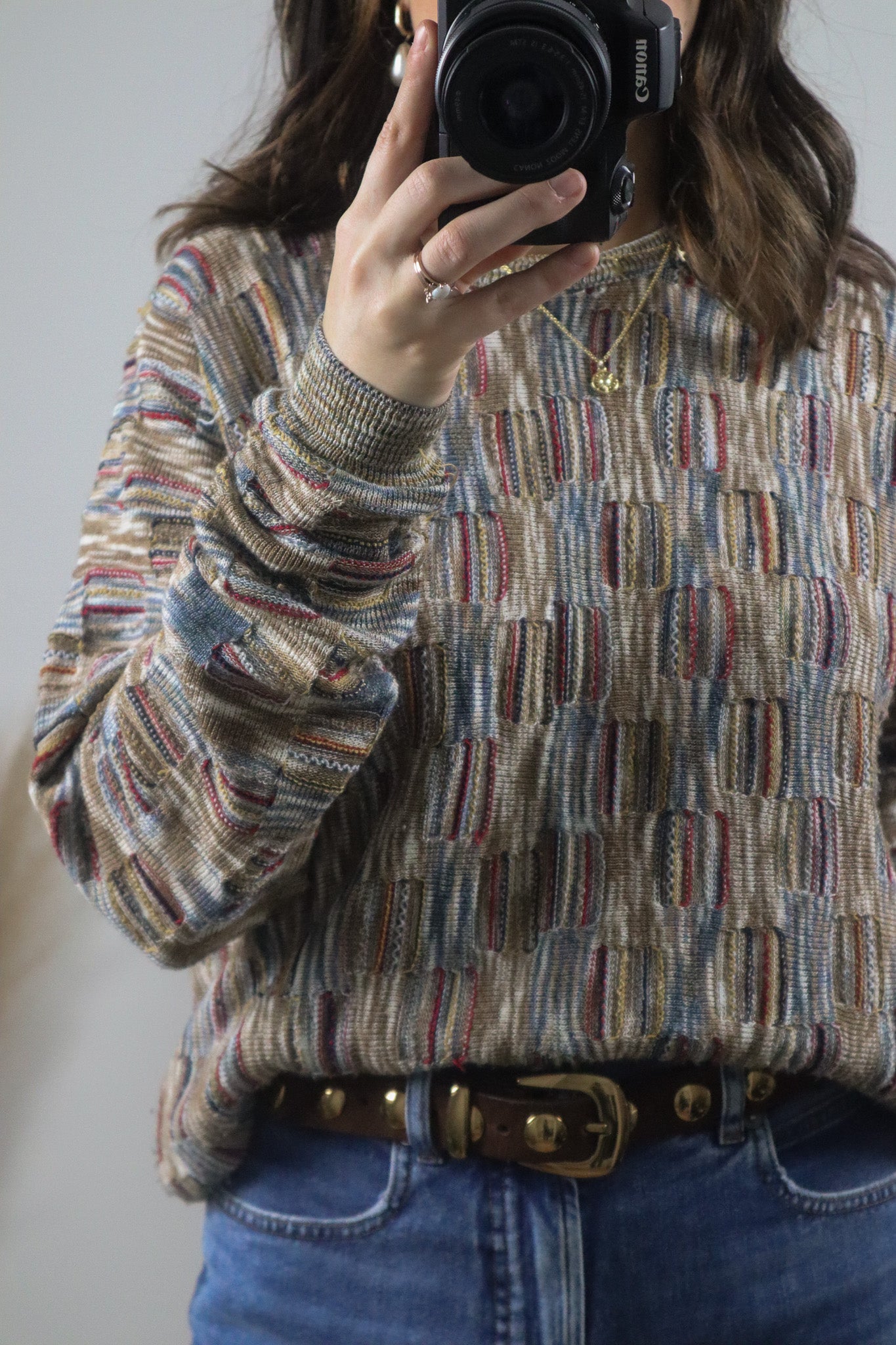 Vintage x 3D Textured Pattern Knit Sweater (S/M)