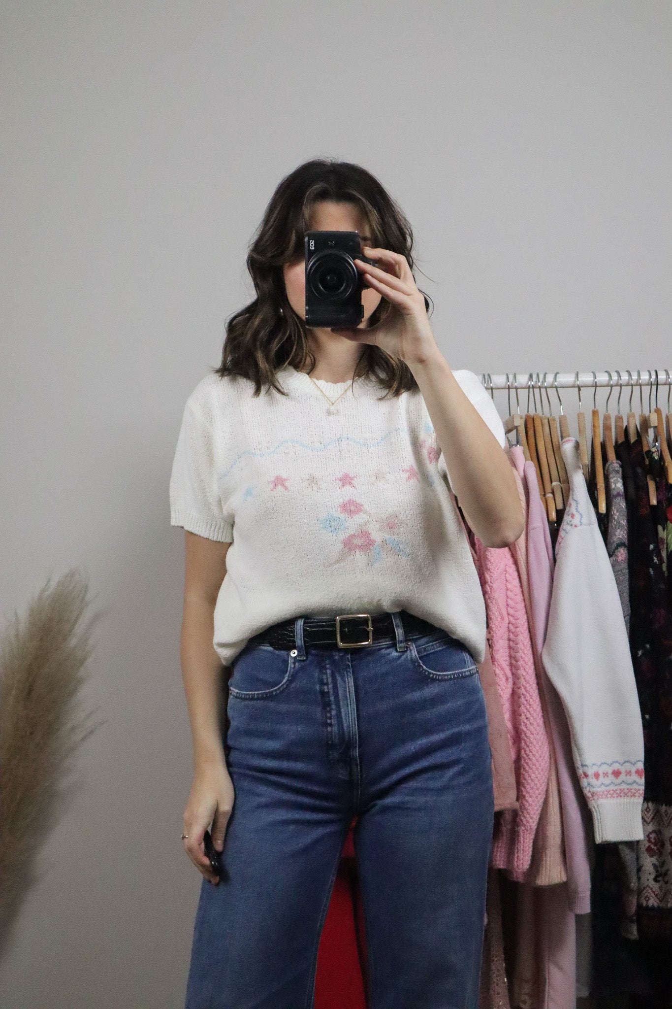 Vintage x Patterned Short-Sleeve Knit (M/L)