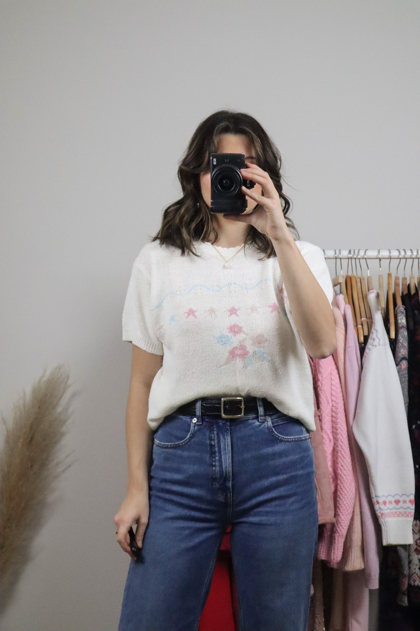 Vintage x Patterned Short-Sleeve Knit (M/L)