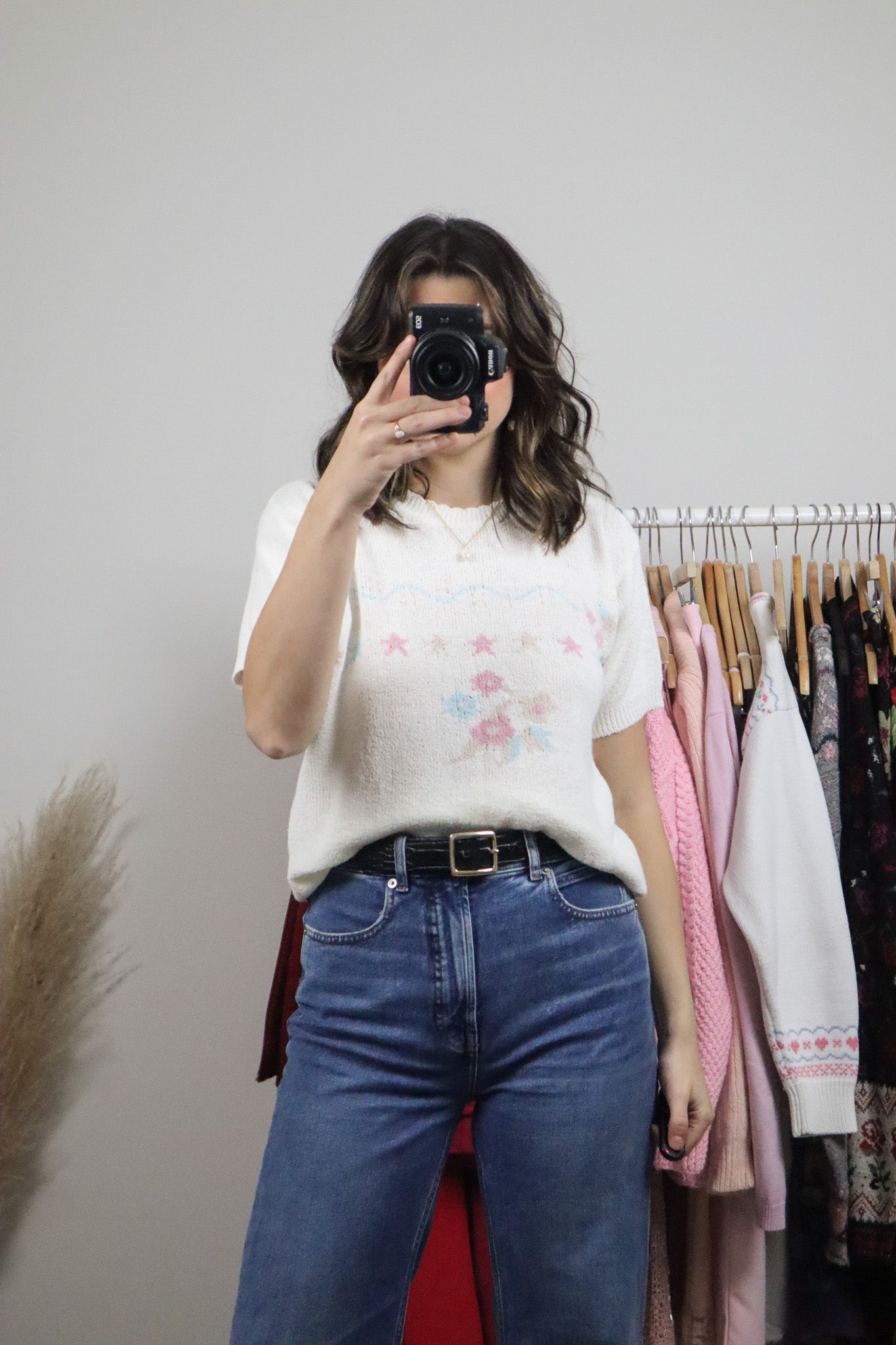 Vintage x Patterned Short-Sleeve Knit (M/L)