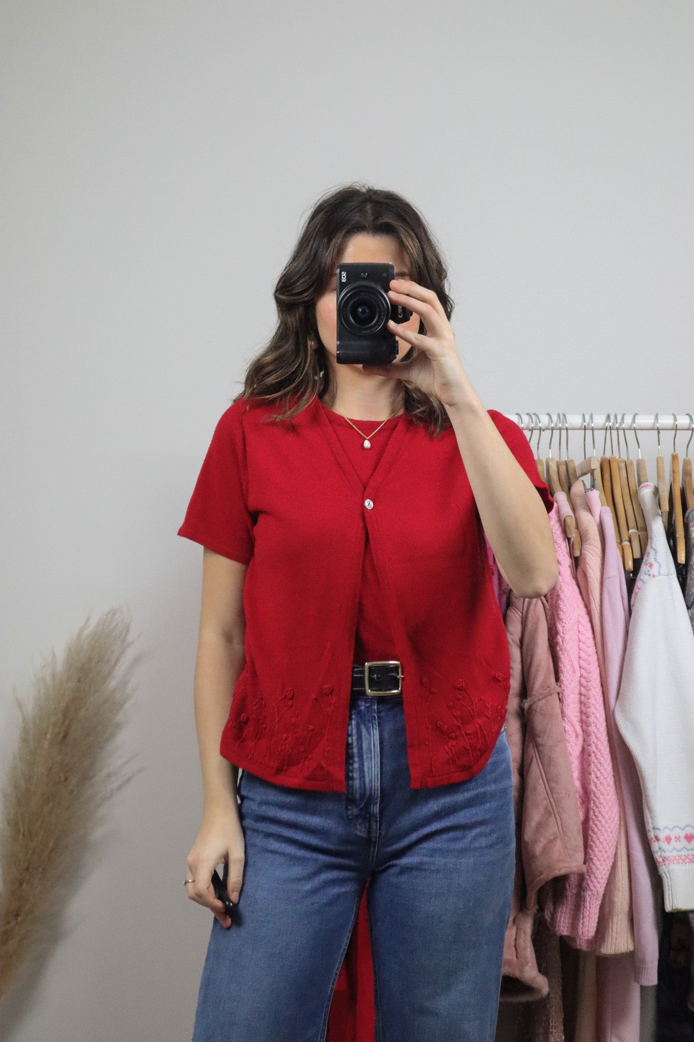 Vintage x Short-Sleeve Embroidered Knit (M)