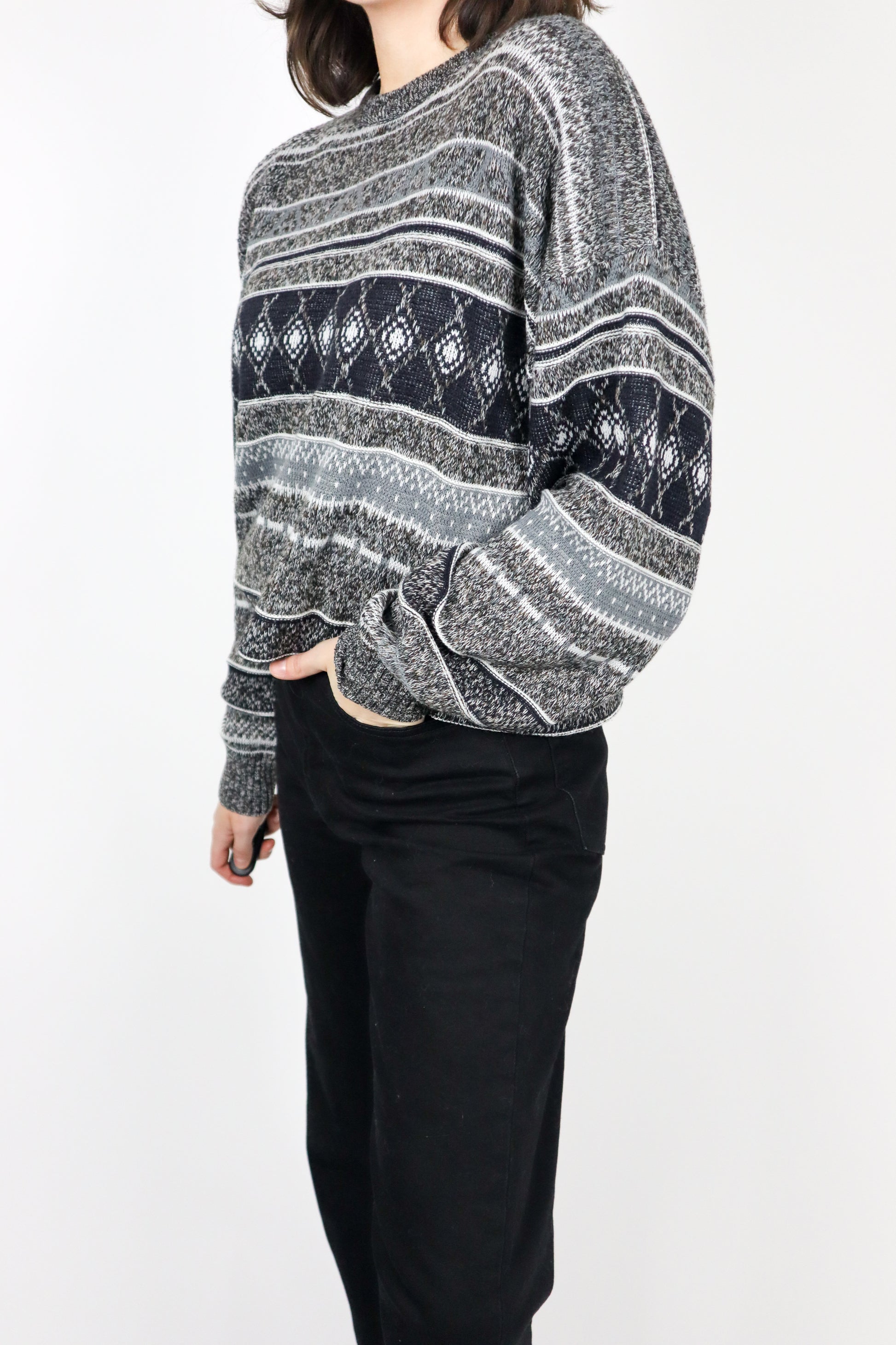 Vintage x Made in Canada x Patterned Knit (S/M)