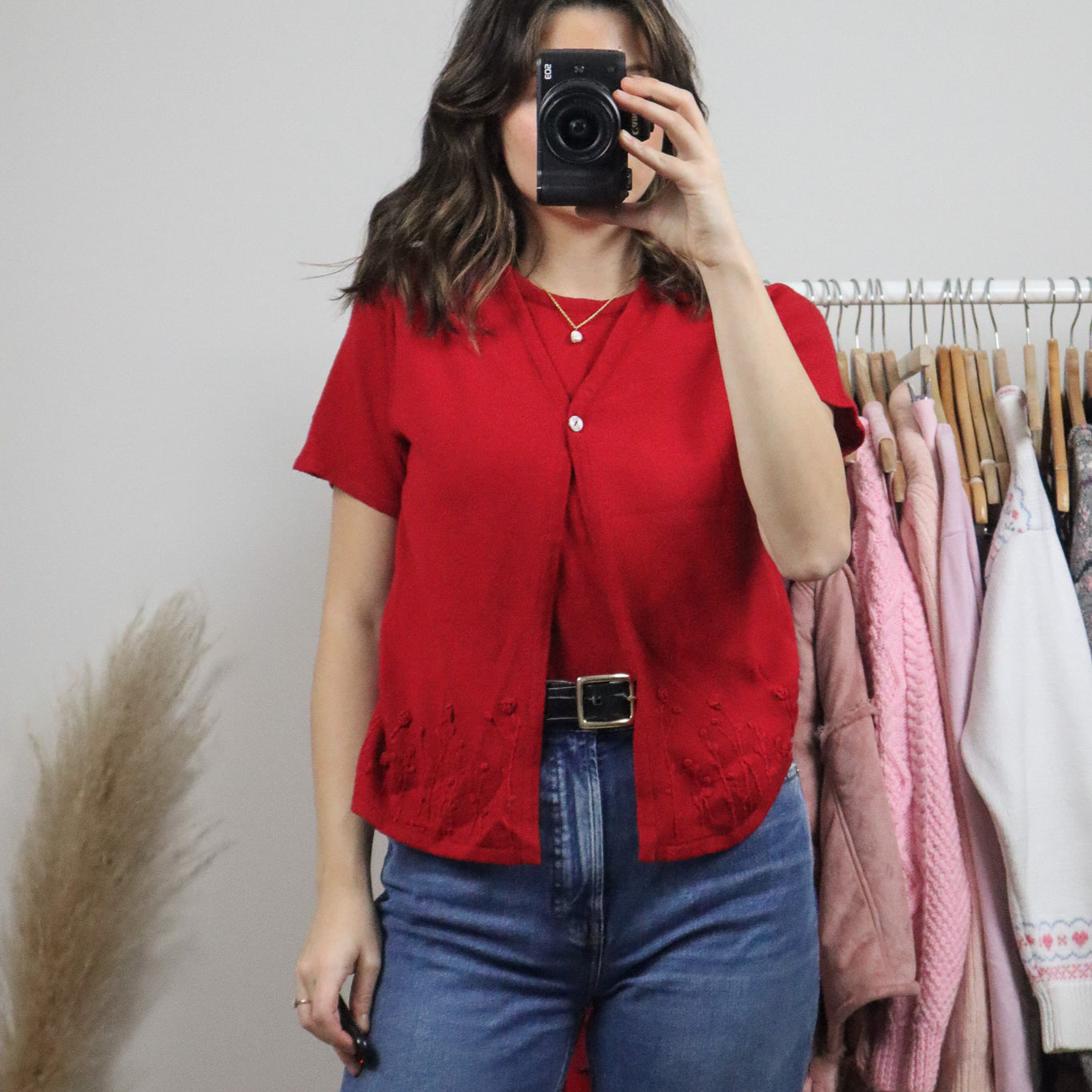 Vintage x Short-Sleeve Embroidered Knit (M)