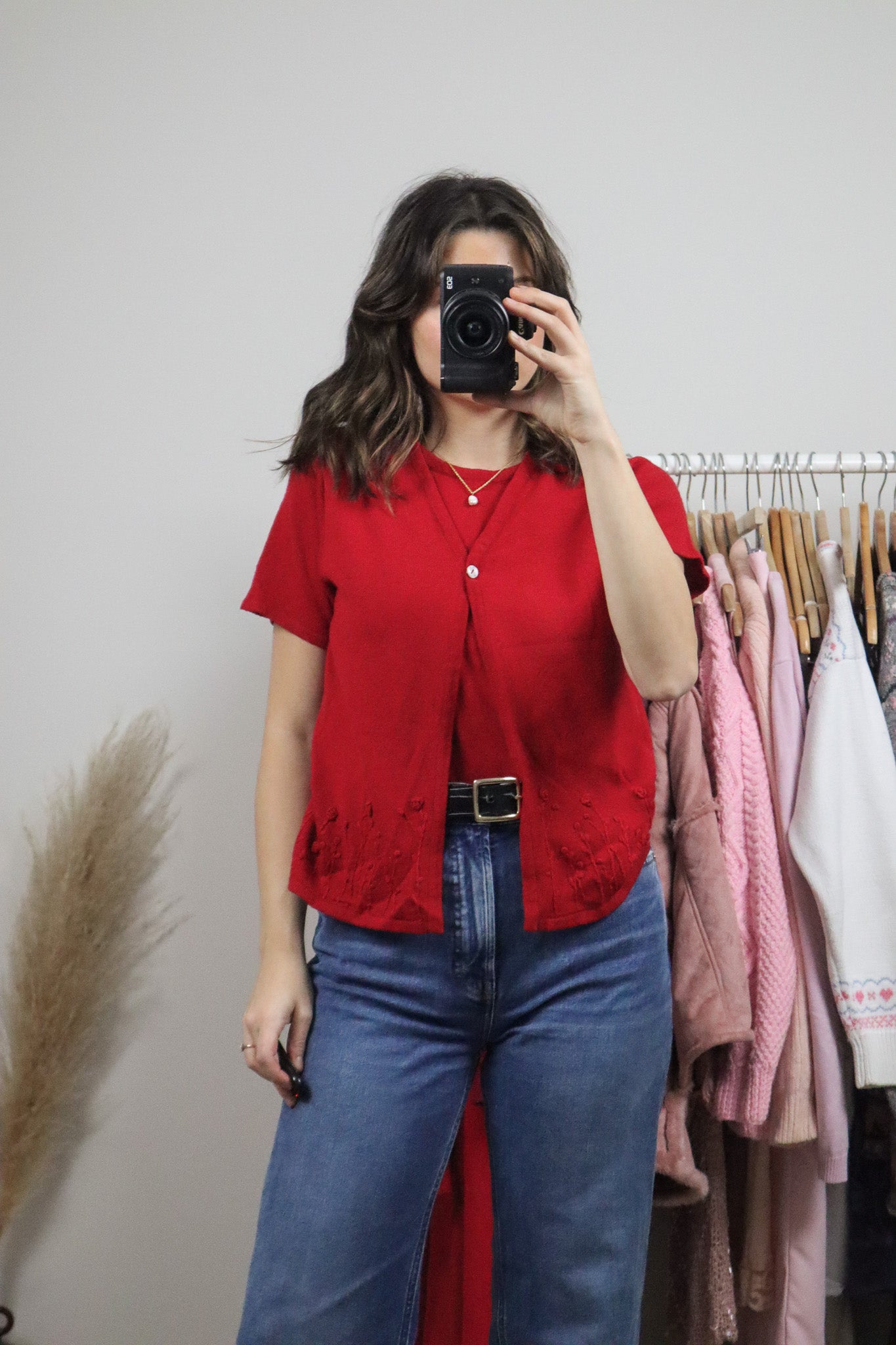 Vintage x Short-Sleeve Embroidered Knit (M)